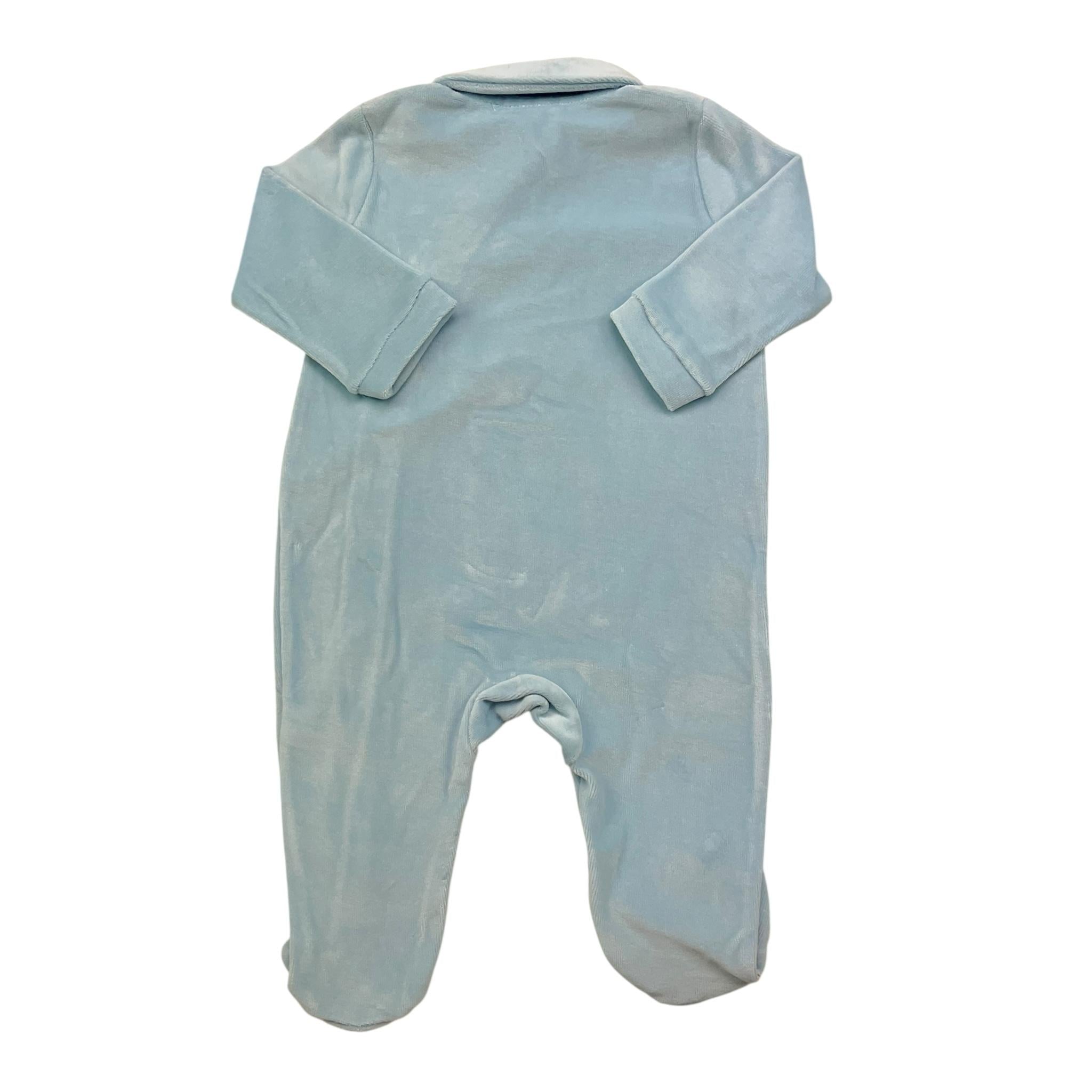 STORY LORIS tutina in ciniglia tinta unita con applicazione Azzurro per Neonato 63284 AZZURRO STORY LORIS