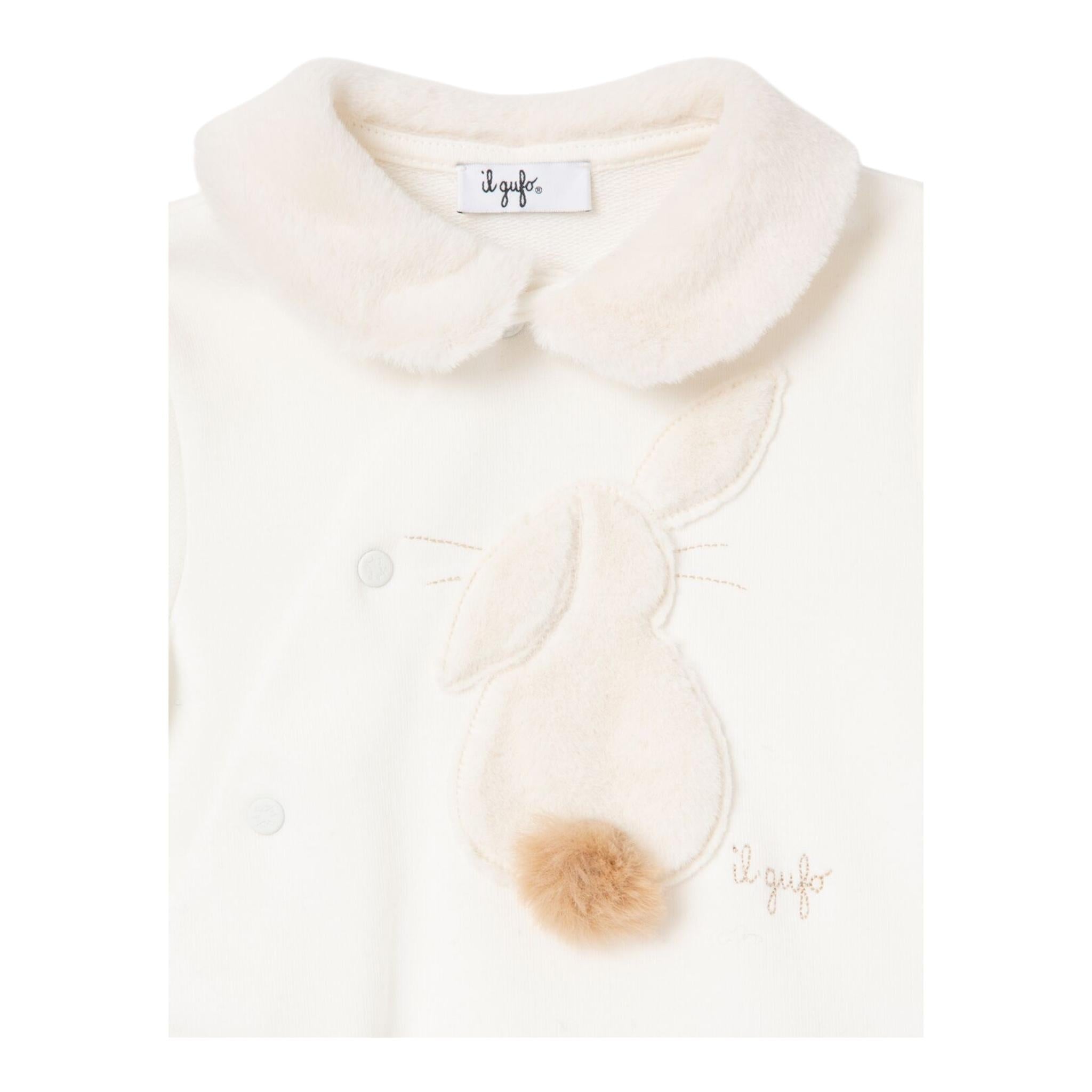 IL GUFO tutina manica lunga tinta unita con ricami Panna per Neonato A24TP338M0100 PANNA IL GUFO