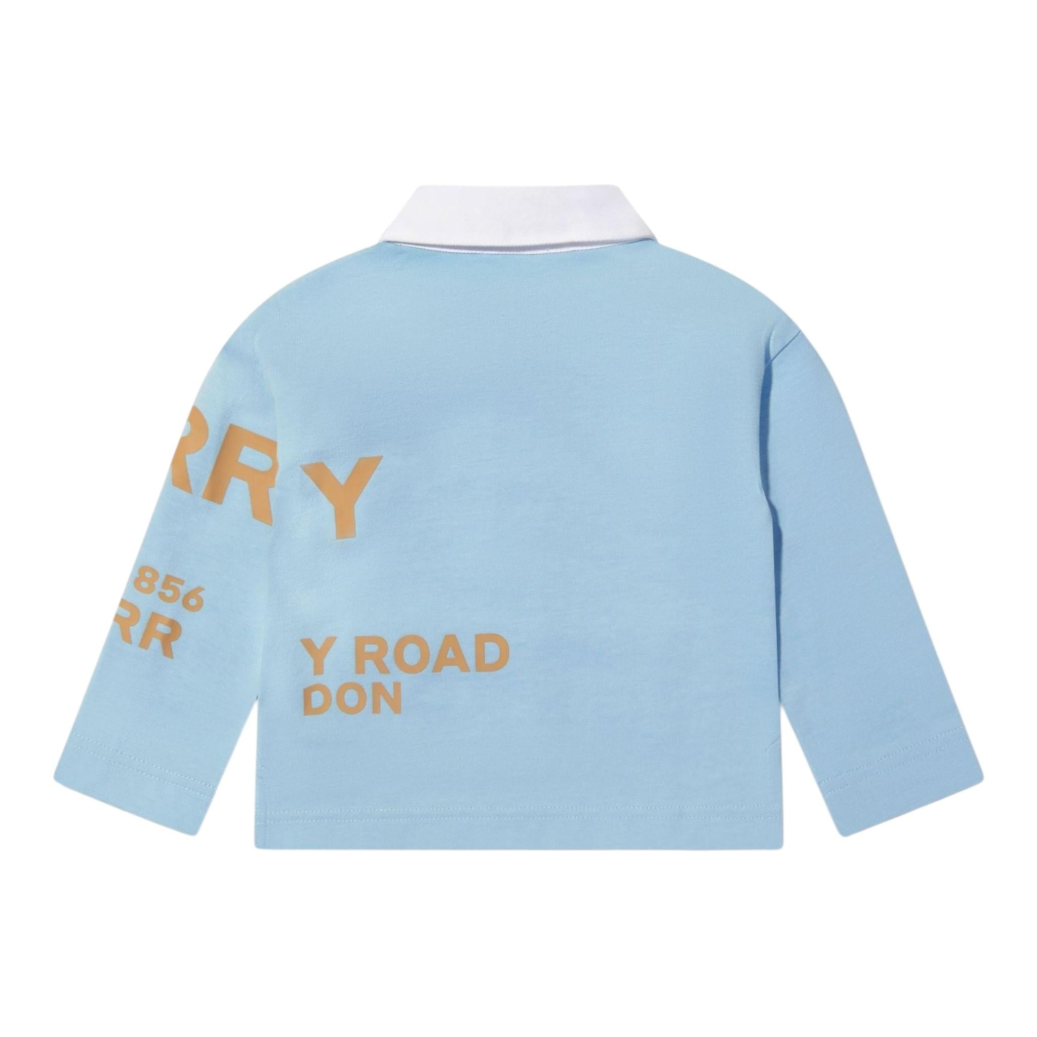 BURBERRY polo tinta unita con stampa Azzurro per Bambino 8047545 AZZURRO BURBERRY