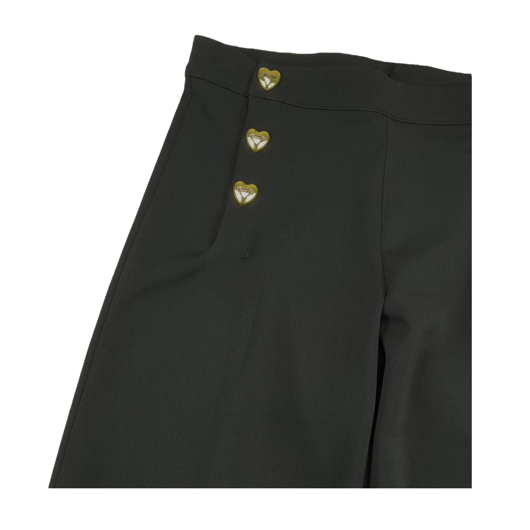 MOSCHINO pantalone tinta unita modello palazzo con bottoni in contrasto Nero per Bambina HDP05Y NERO MOSCHINO
