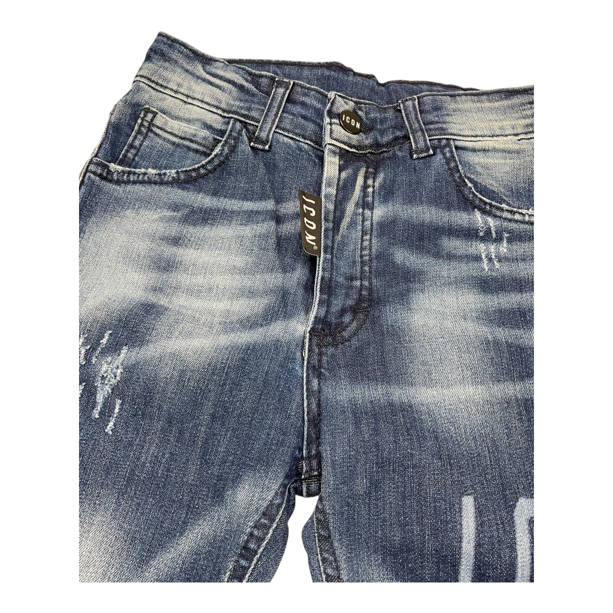 ICON jeans tinta unita con girovita regolabile Blu per Bambino IBDT00383 BLU ICON