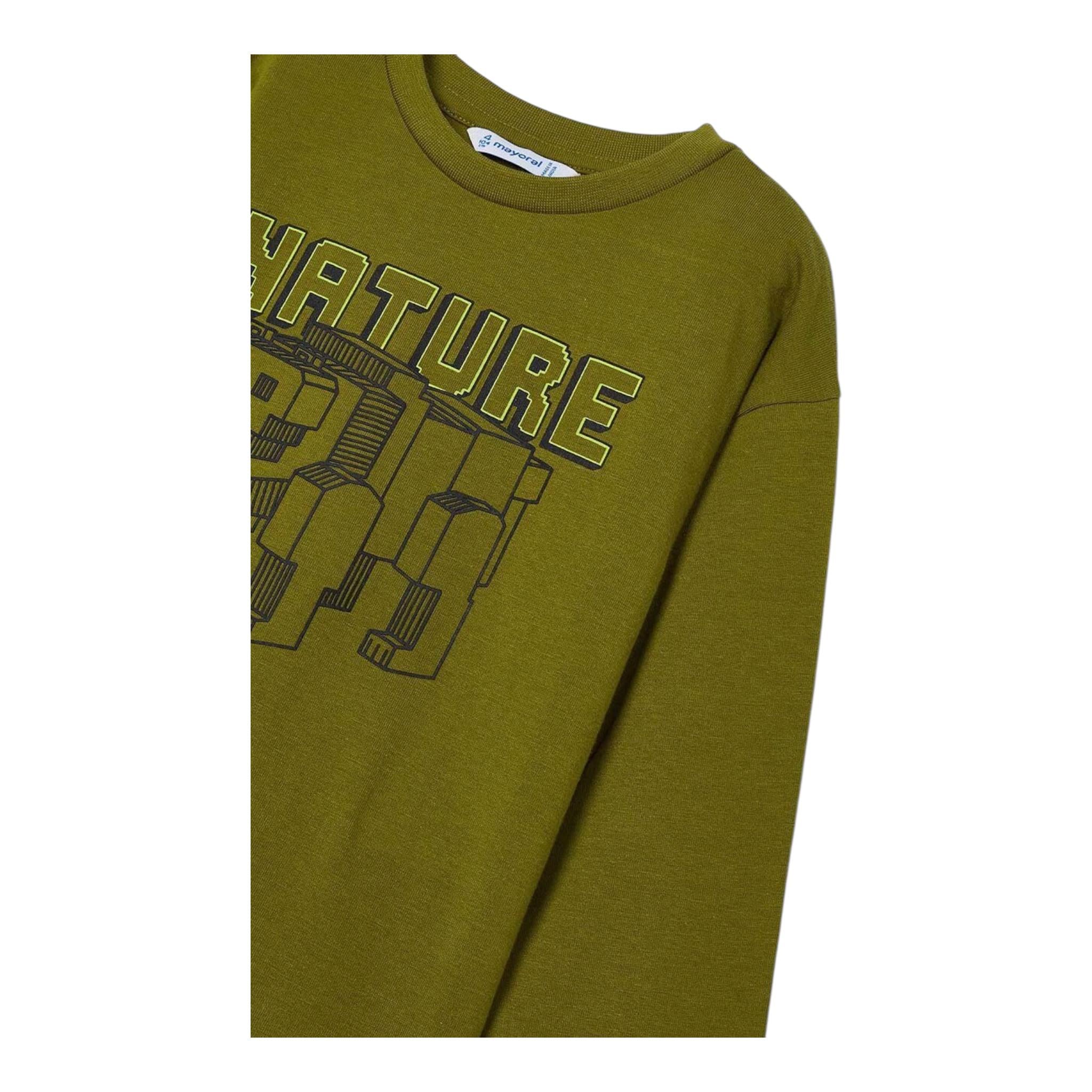 MAYORAL shirt girocollo tinta unita con stampa in contasto Verde per Bambino 4051J VERDE MAYORAL