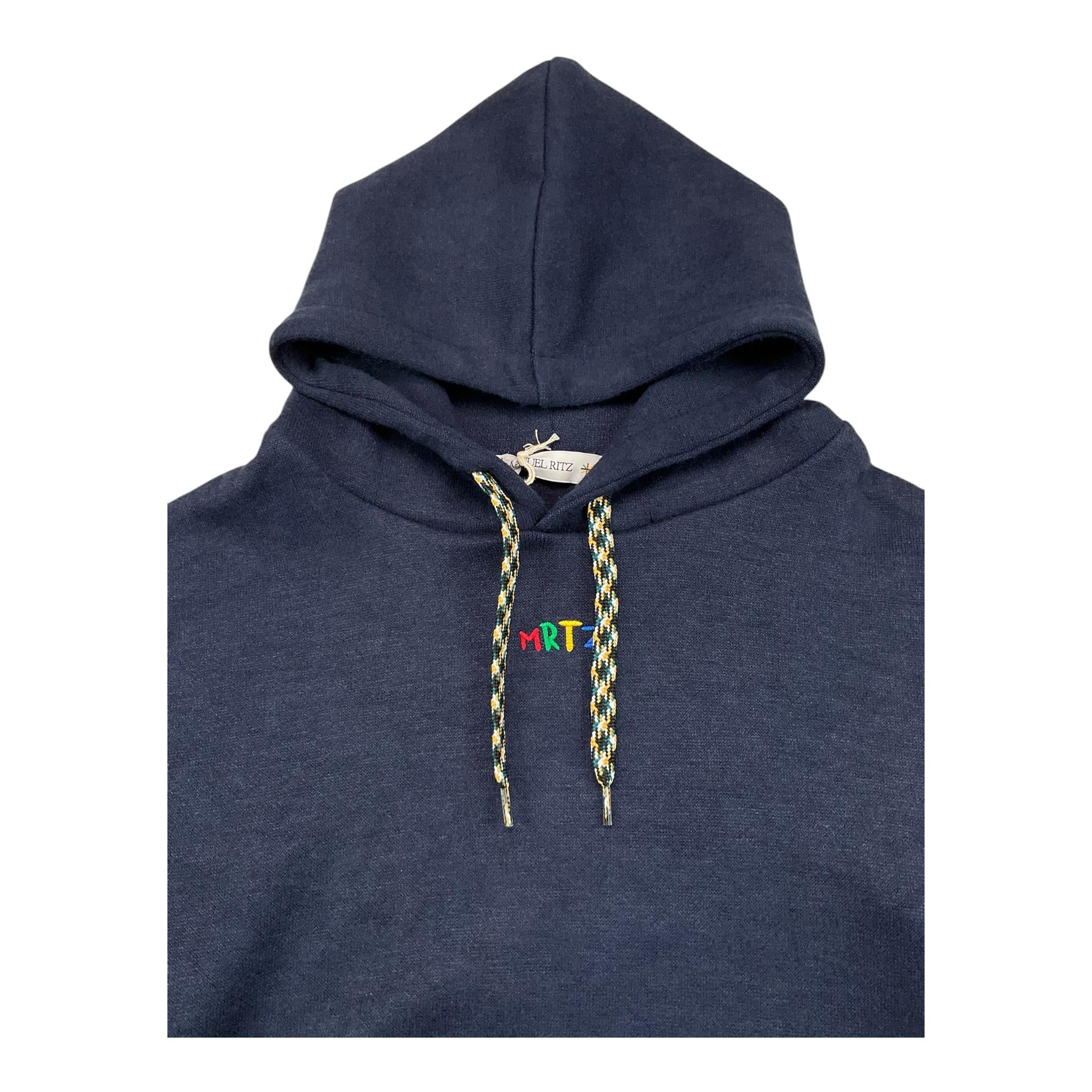 MANUEL RITZ felpa chiusa con cappuccio tinta unita con profili in contrasto Blu per Bambino MR2748 BLU MANUEL RITZ