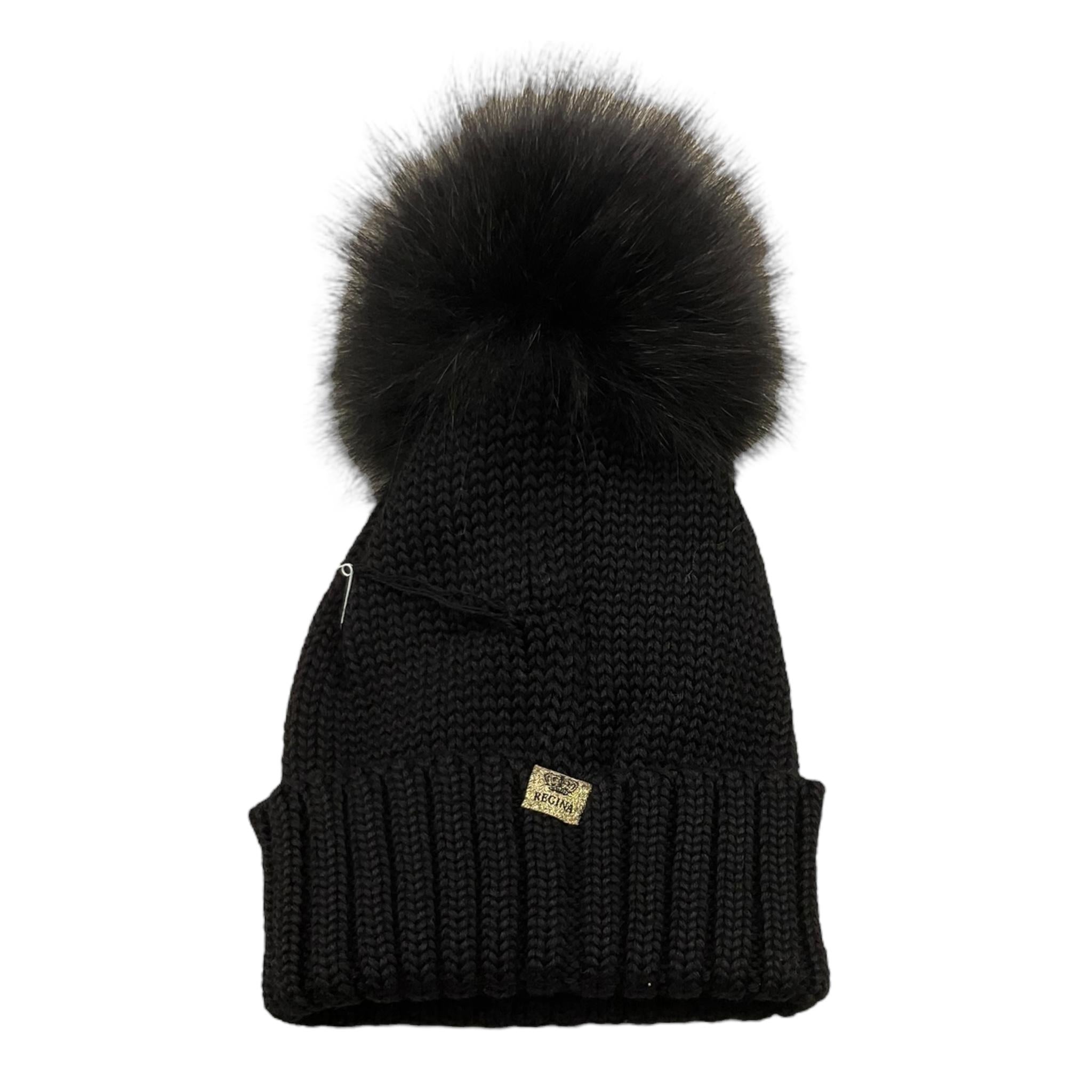 REGINA cappello tinta unita con pon pon Nero per Bambina 305999 NERO REGINA