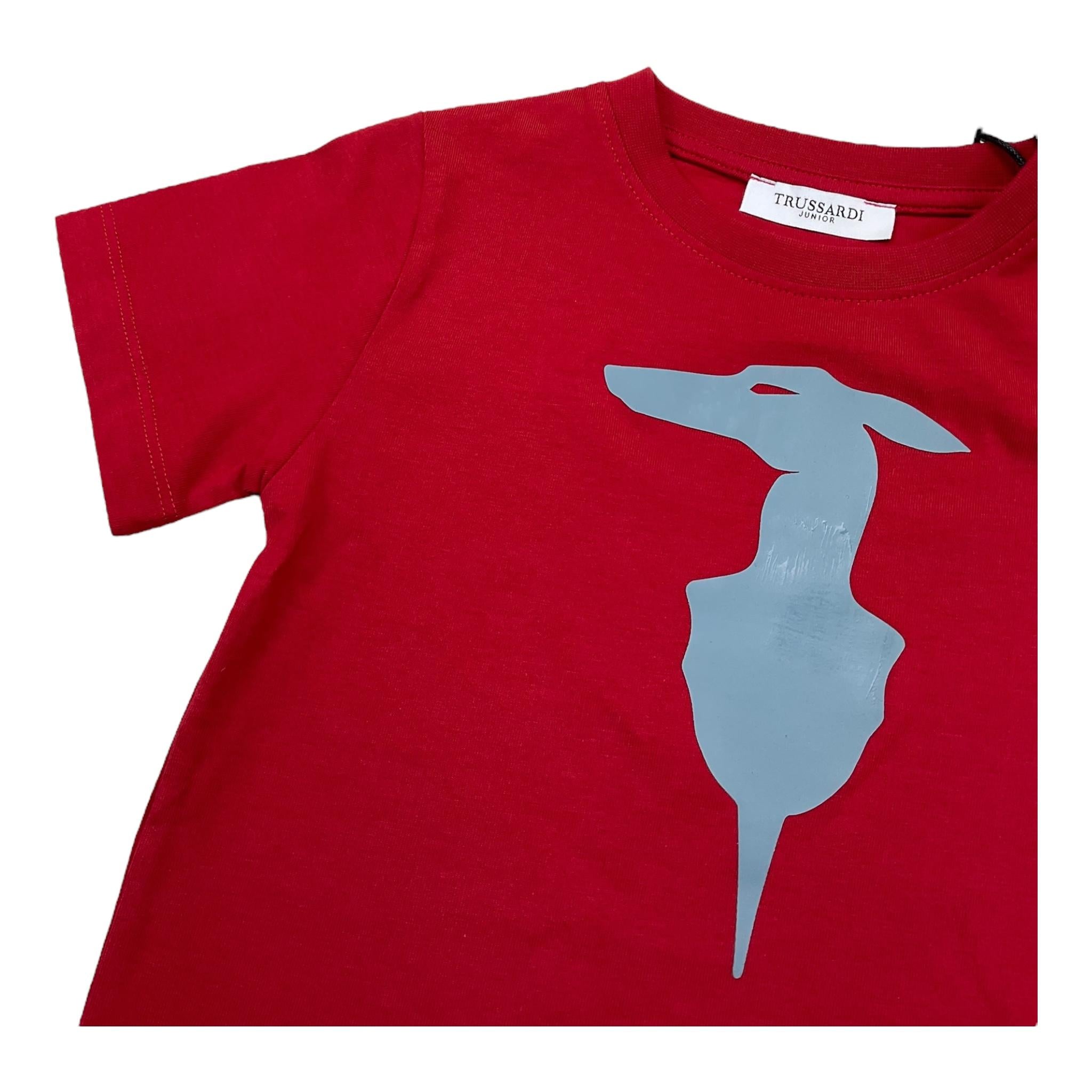 TRUSSARDI t-shirt girocollo tinta unita con stampa in contrasto Rosso per Bambino TBA25005TS ROSSO TRUSSARDI