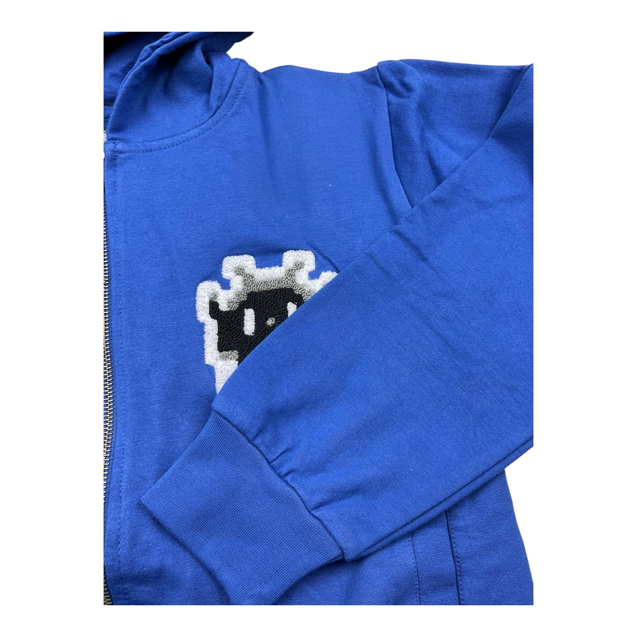NEVER TOO felpa con zip e cappucci tinta unita con ricami Blu per Bambino NT2078R BLU NEVER TOO
