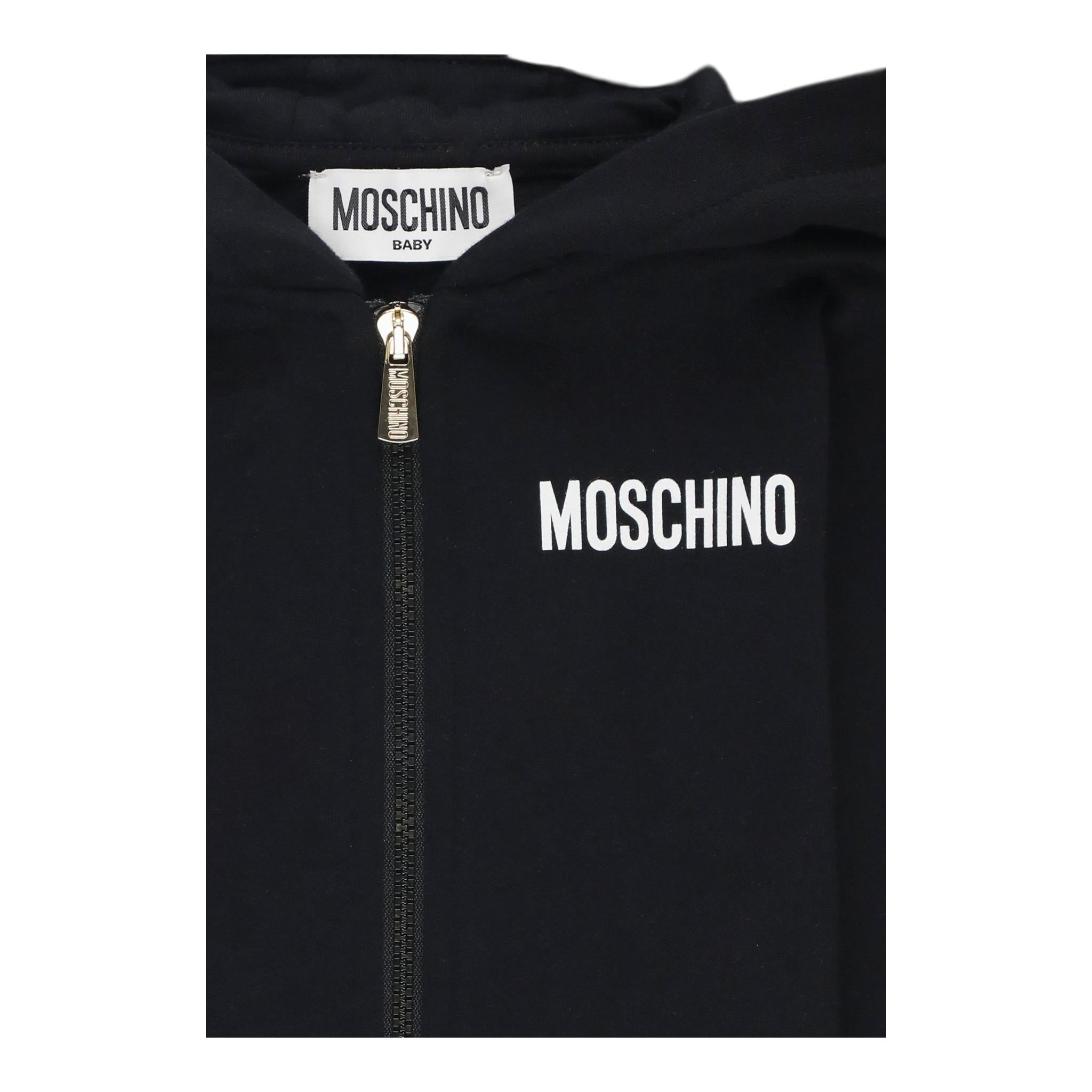 MOSCHINO felpa tinta unita con zip e cappuccio Nero per Neonato MUF05I NERO MOSCHINO