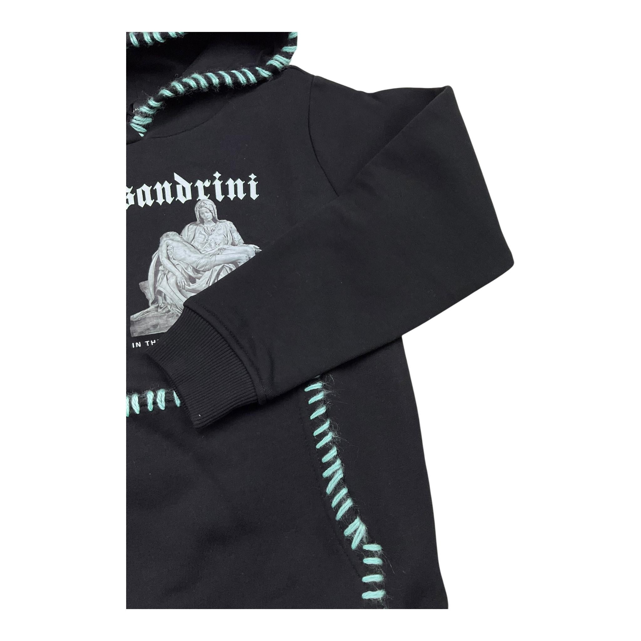 DANIELE ALESSANDRINI felpa chiusa con cappuccio tinta unita con stampa Nero per Bambino 1231F00094 NERO DANIELE ALESSANDRINI
