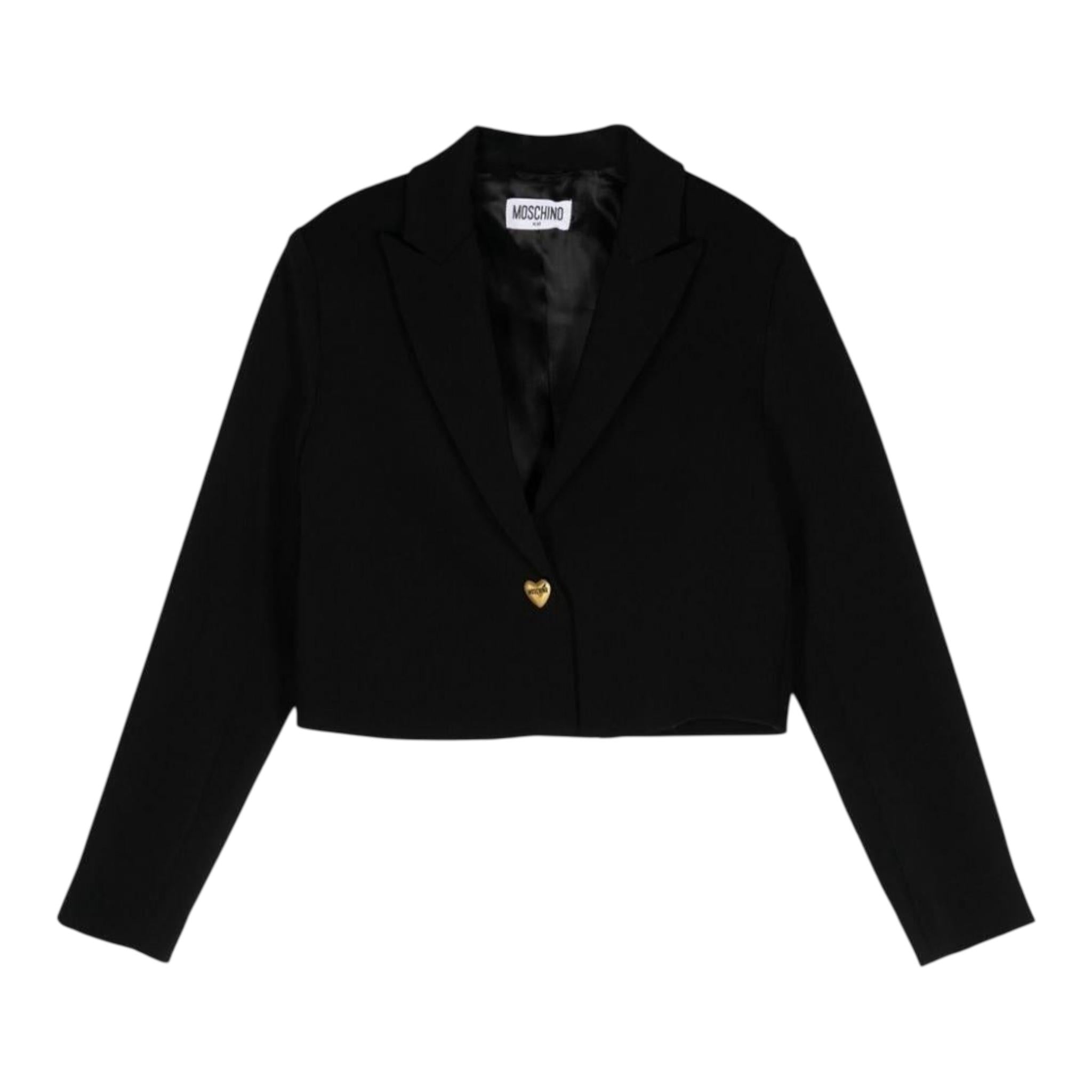 MOSCHINO giacca tinta unita con bottone in contrasto Nero per Bambina HAA00LX NERO MOSCHINO