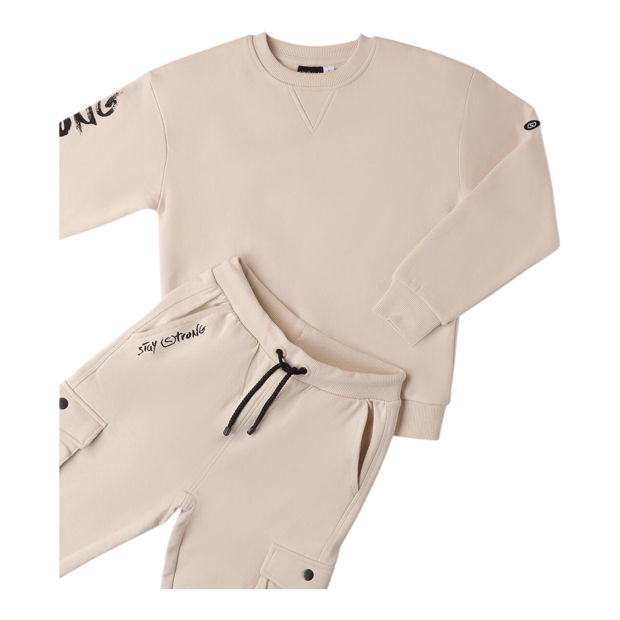 SARABANDA completo 2 pezzi felpa-pantalone tinta unita Beige per Bambino 0A417 BEIGE SARABANDA