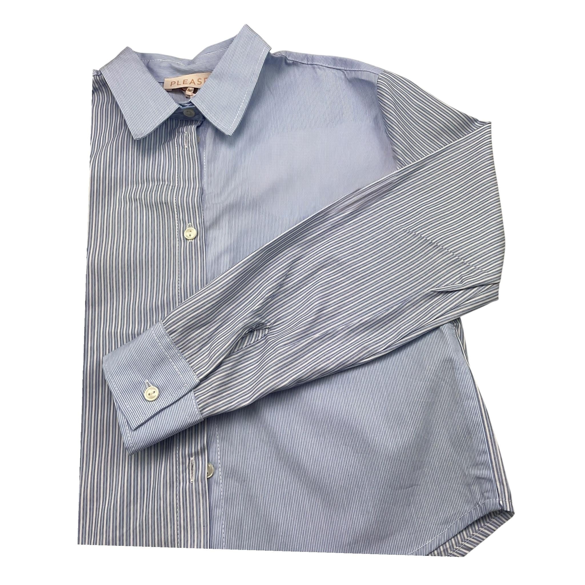 PLEASE camicia manica lunga fantasia a righe Azzurro per Bambina CL45271G66 AZZURRO PLEASE