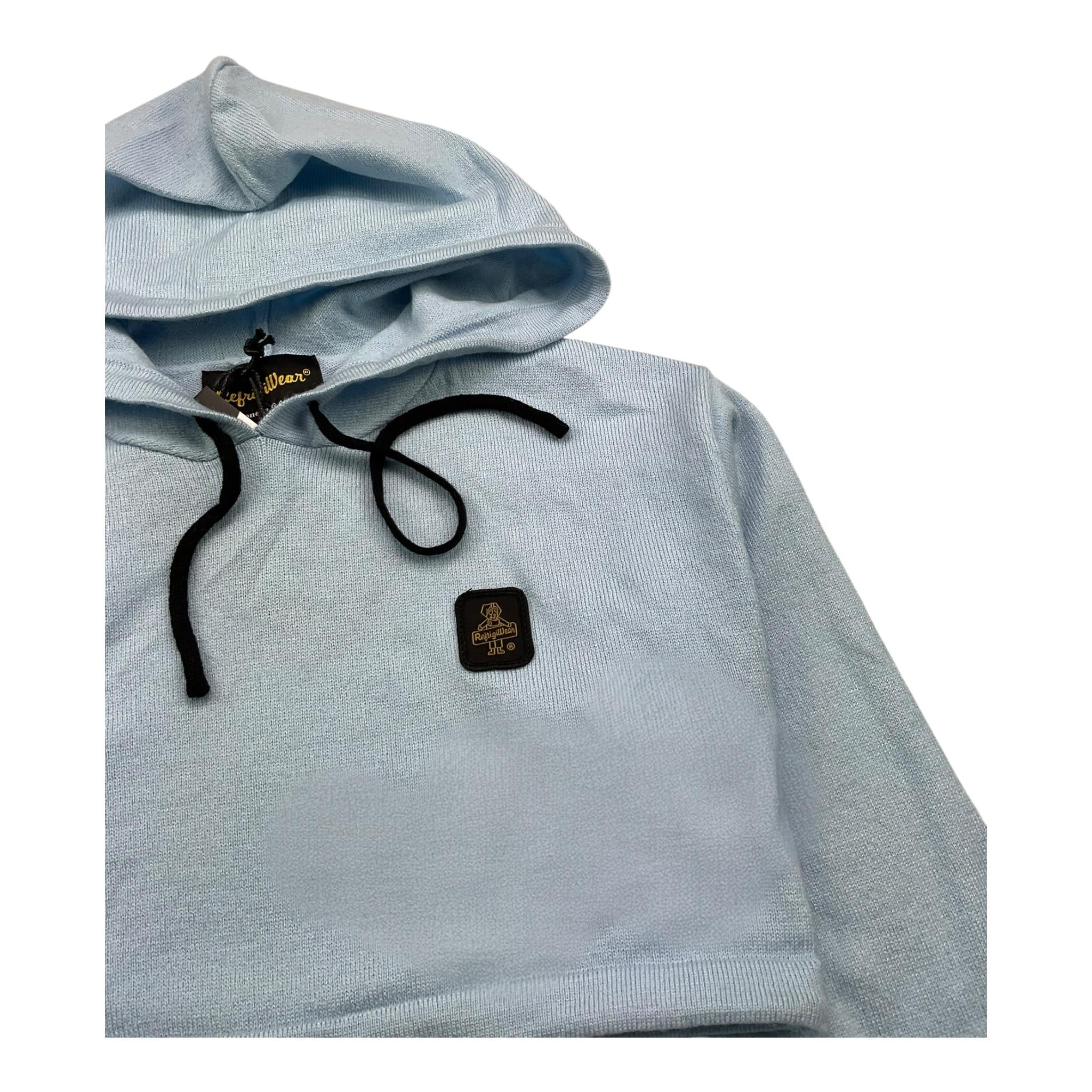 REFRIGIWEAR felpa in maglia tinta unita con cappuccio modello crop Azzurro per Bambina RWG937 AZZURRO REFRIGIWEAR