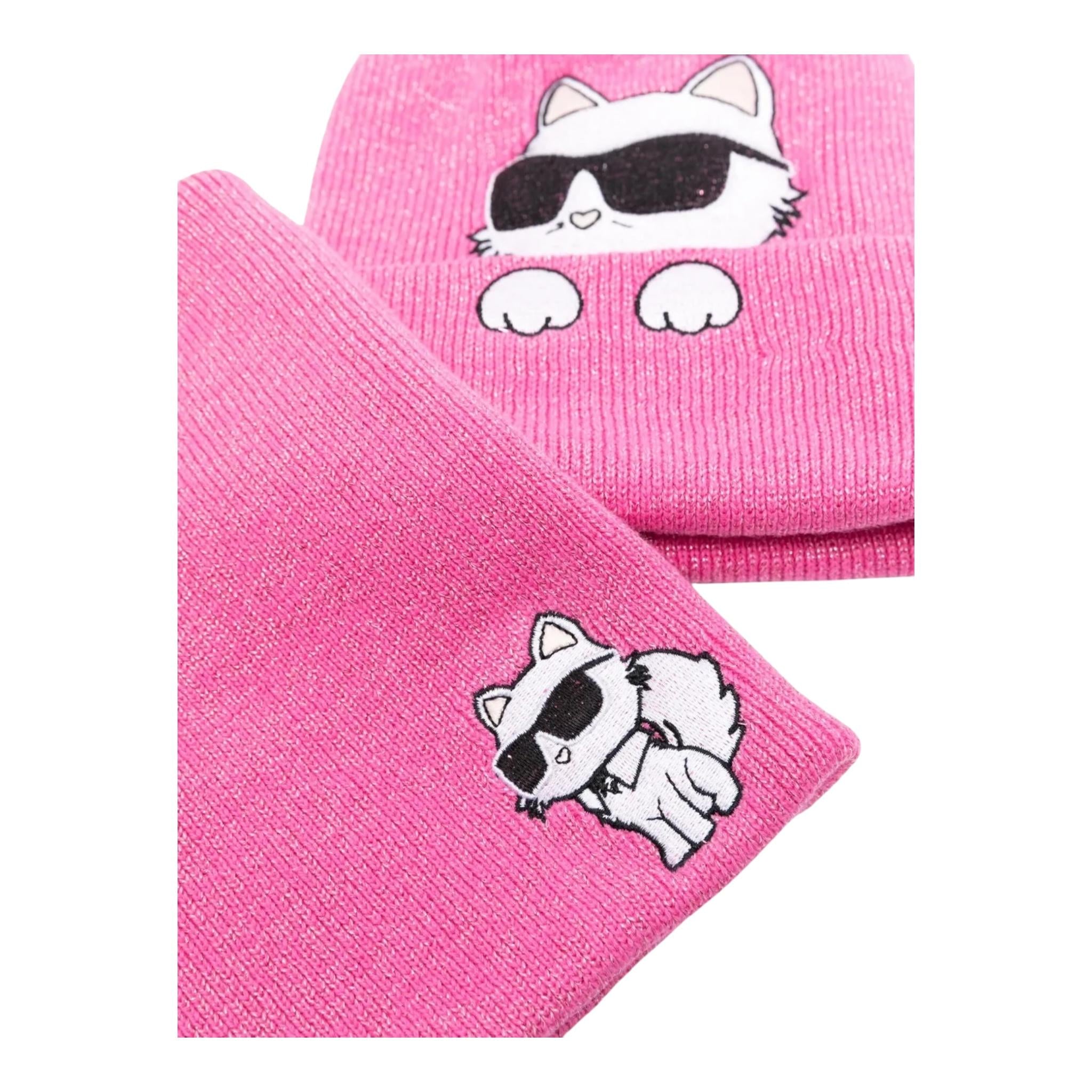 KARL LAGERFELD set cappello-scaldacollo tinta unita Rosa per Bambina Z30333 ROSA KARL LAGERFELD