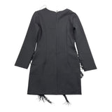 PATRIZIA PEPE abito manica lunga tinta unita con frange Nero per Bambina 7A0515XX NERO PATRIZIA PEPE