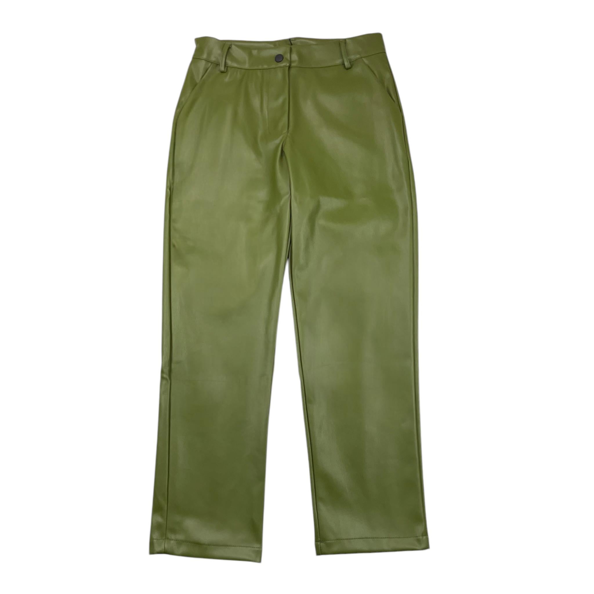 JANICE pantalone in ecopelle tinta unita con girovita regolabile Verde per Bambina JN598B VERDE JANICE
