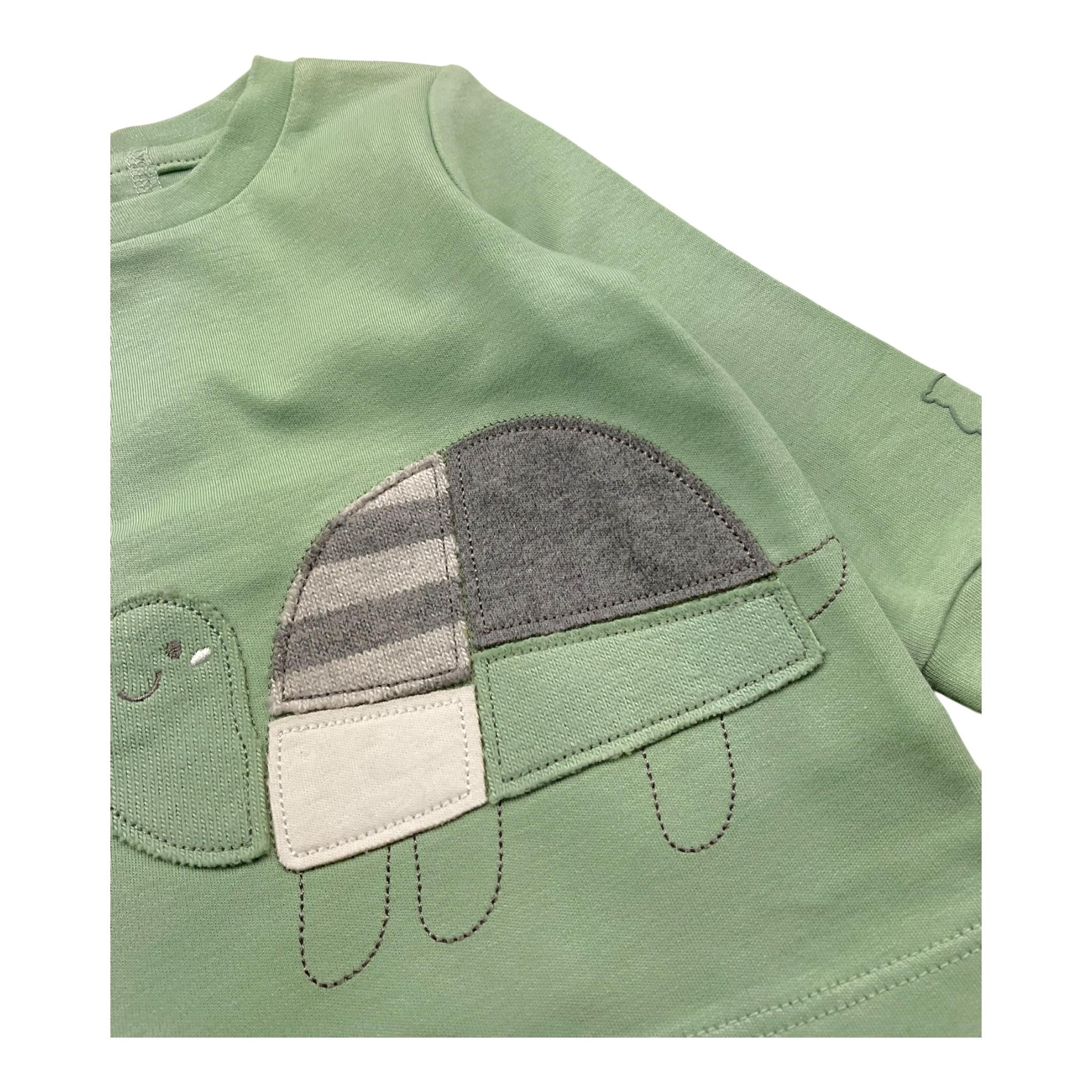 MINI BANDA shirt girocollo tinta unita con stampa Verde per Neonato 37620 VERDE MINI BANDA