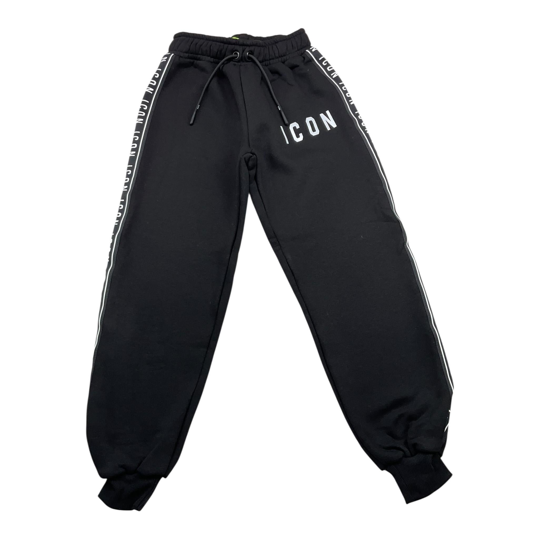 ICON pantalone tuta tinta unita con profili logati Nero per Bambino IBSP00320 NERO ICON