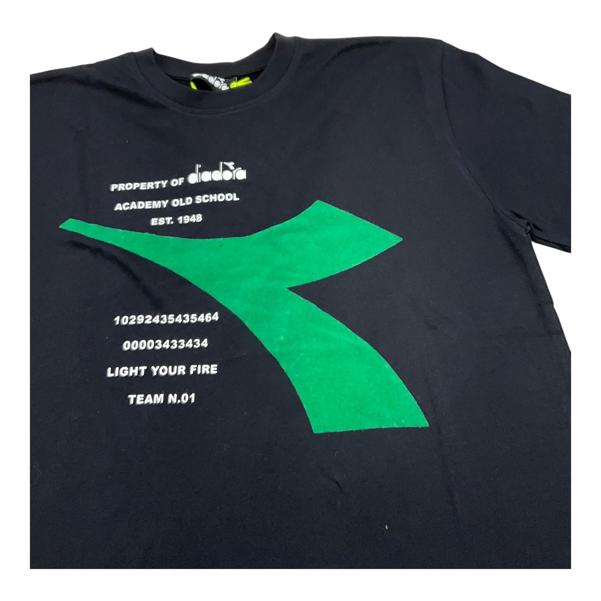 DIADORA t-shirt girocollo tinta unita con logo Nero per Bambino F4DIJBTH004 NERO DIADORA