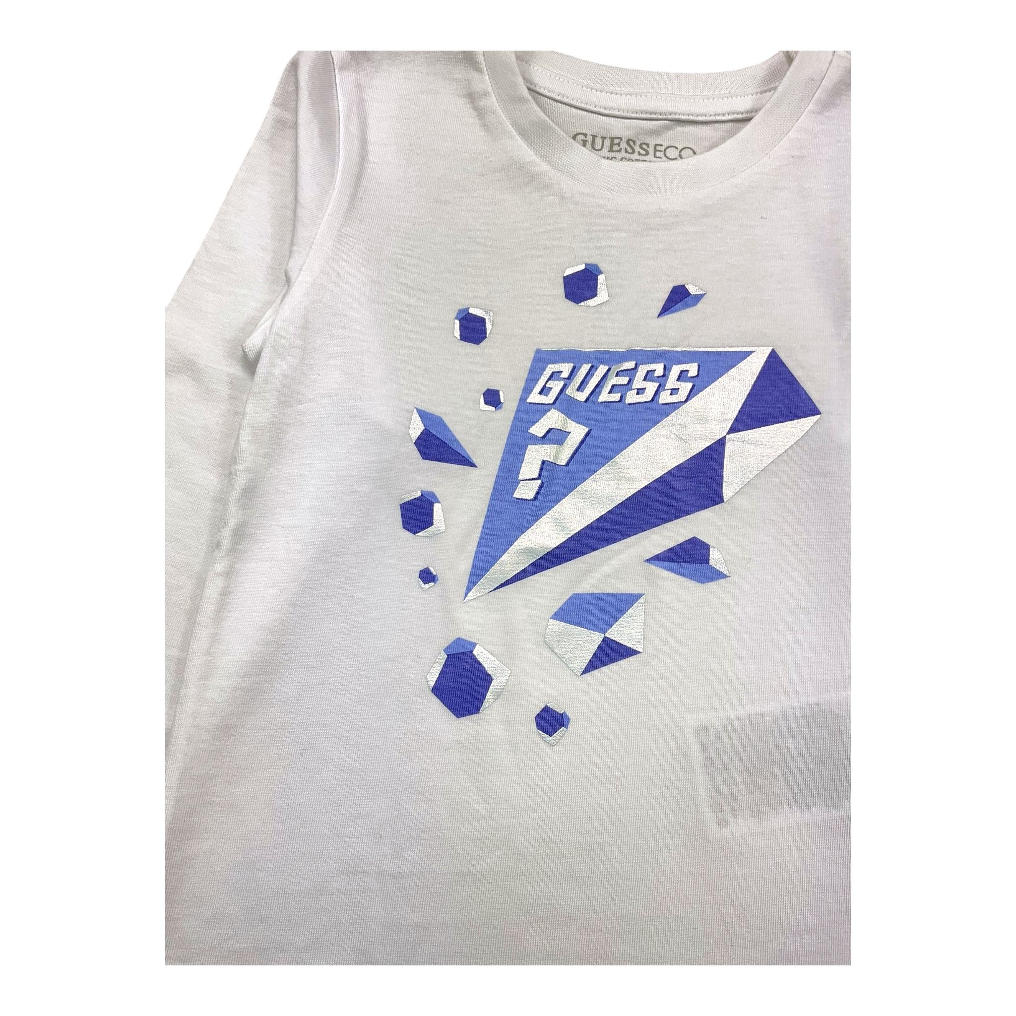 GUESS shirt girocollo tinta unita con stampa in contrasto Bianco per Neonata N4BI12I3Z14N BIANCO GUESS