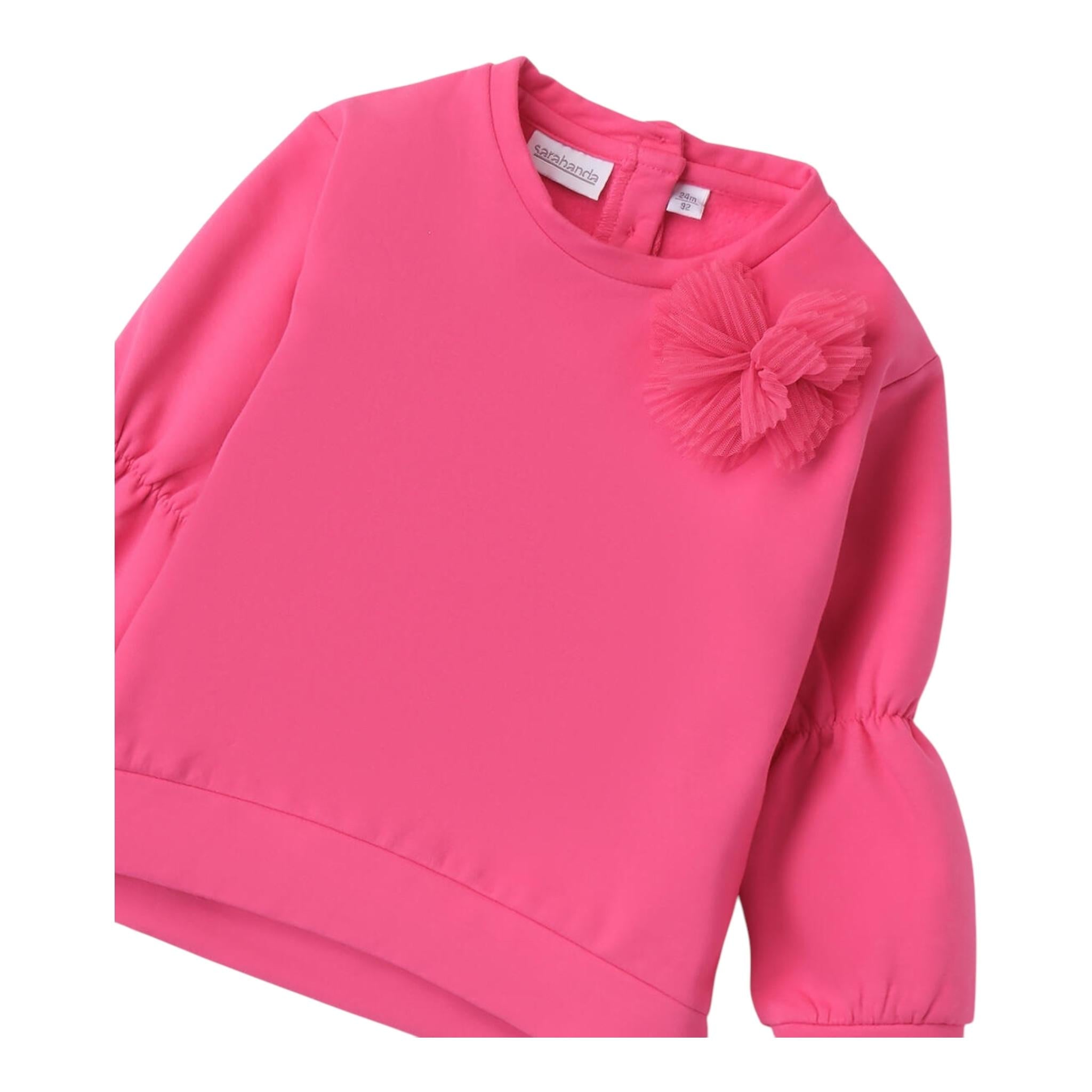 SARABANDA felpa chiusa girocollo tinta unita Rosa per Neonata 0A304 ROSA SARABANDA