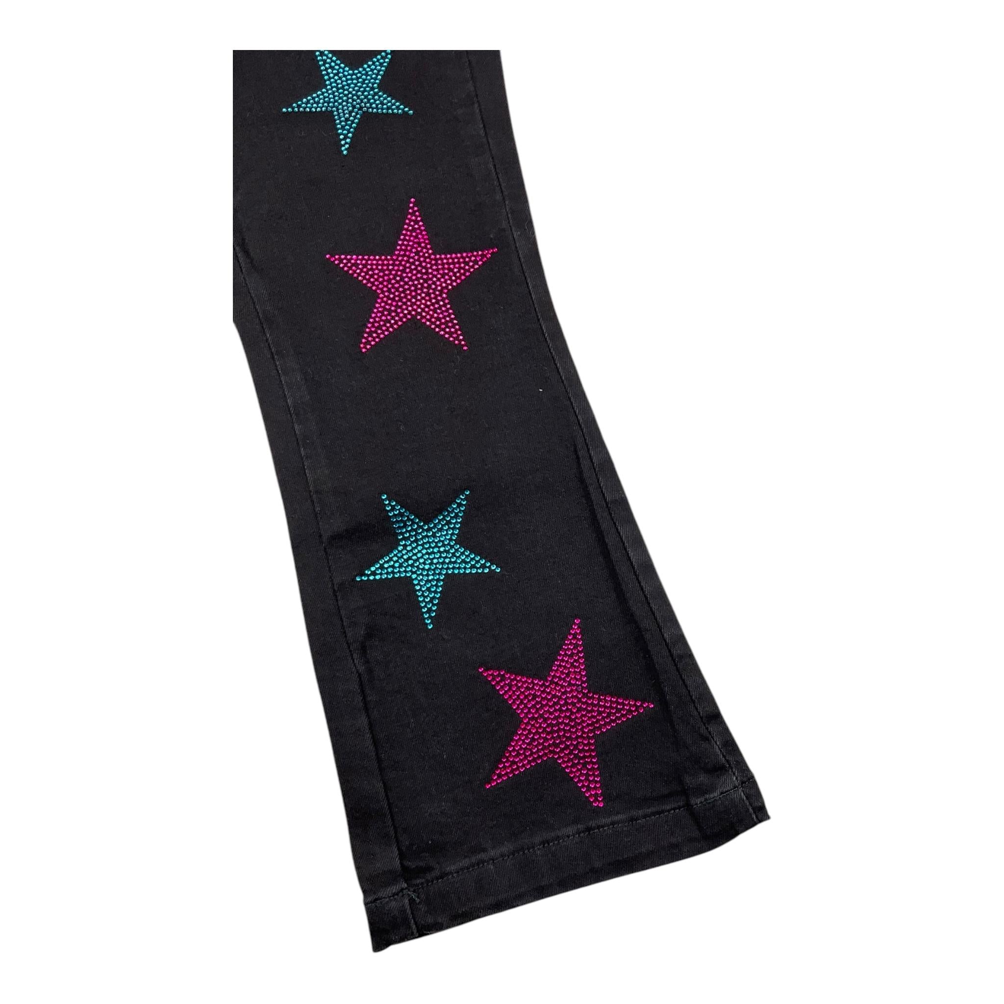 MARC ELLIS jeans tinta unita modello zampa con stampa stelle Nero per Bambina JMJPT00210 NERO MARC ELLIS