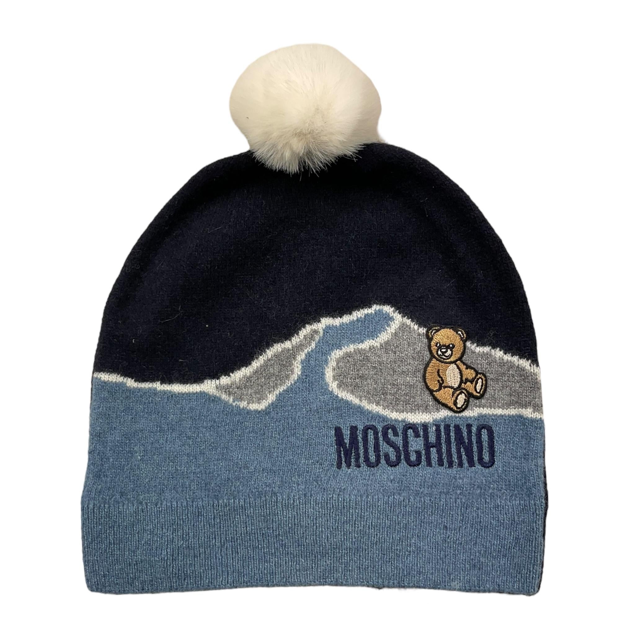 MOSCHINO cappello tinta unita con stampa Blu per Bambino HMX02K BLU MOSCHINO