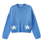 LIU JO maglia tinta unita girocollo con stampa Azzurro per Bambina GF4111 AZZURRO LIU JO