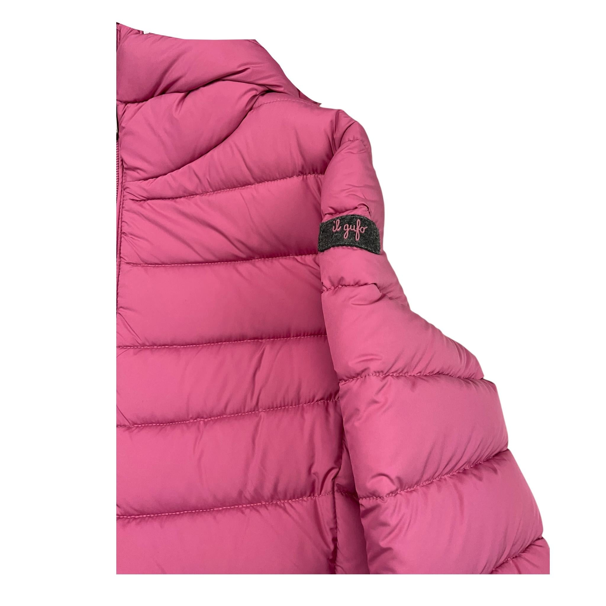 IL GUFO giubbino tinta unita cn cappuccio modello lungo Rosa per Bambina A24GP108N0106 ROSA IL GUFO