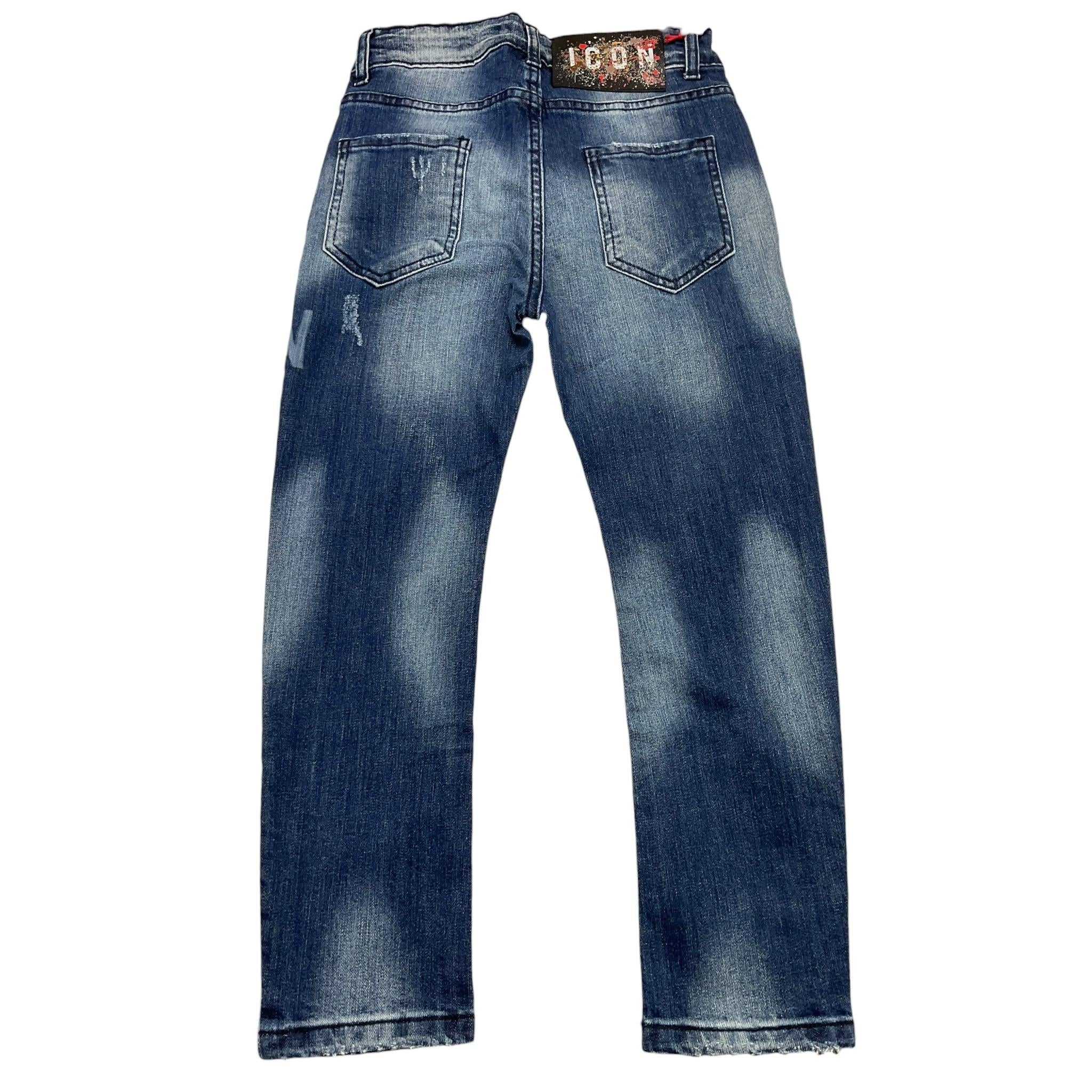 ICON jeans tinta unita con girovita regolabile Blu per Bambino IBDT00383 BLU ICON
