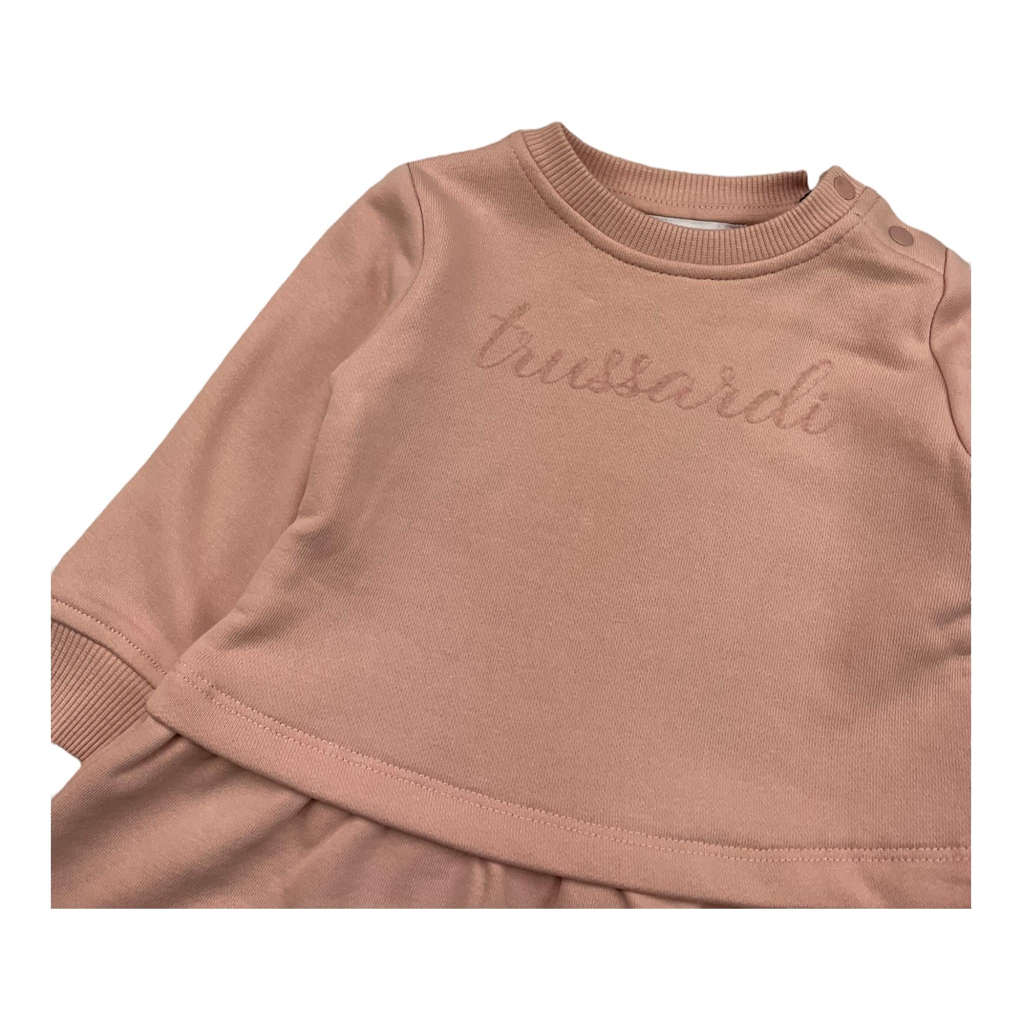 TRUSSARDI abito manica lunga tinta unita con stampa logo Rosa per Neonata TIA25003 ROSA TRUSSARDI
