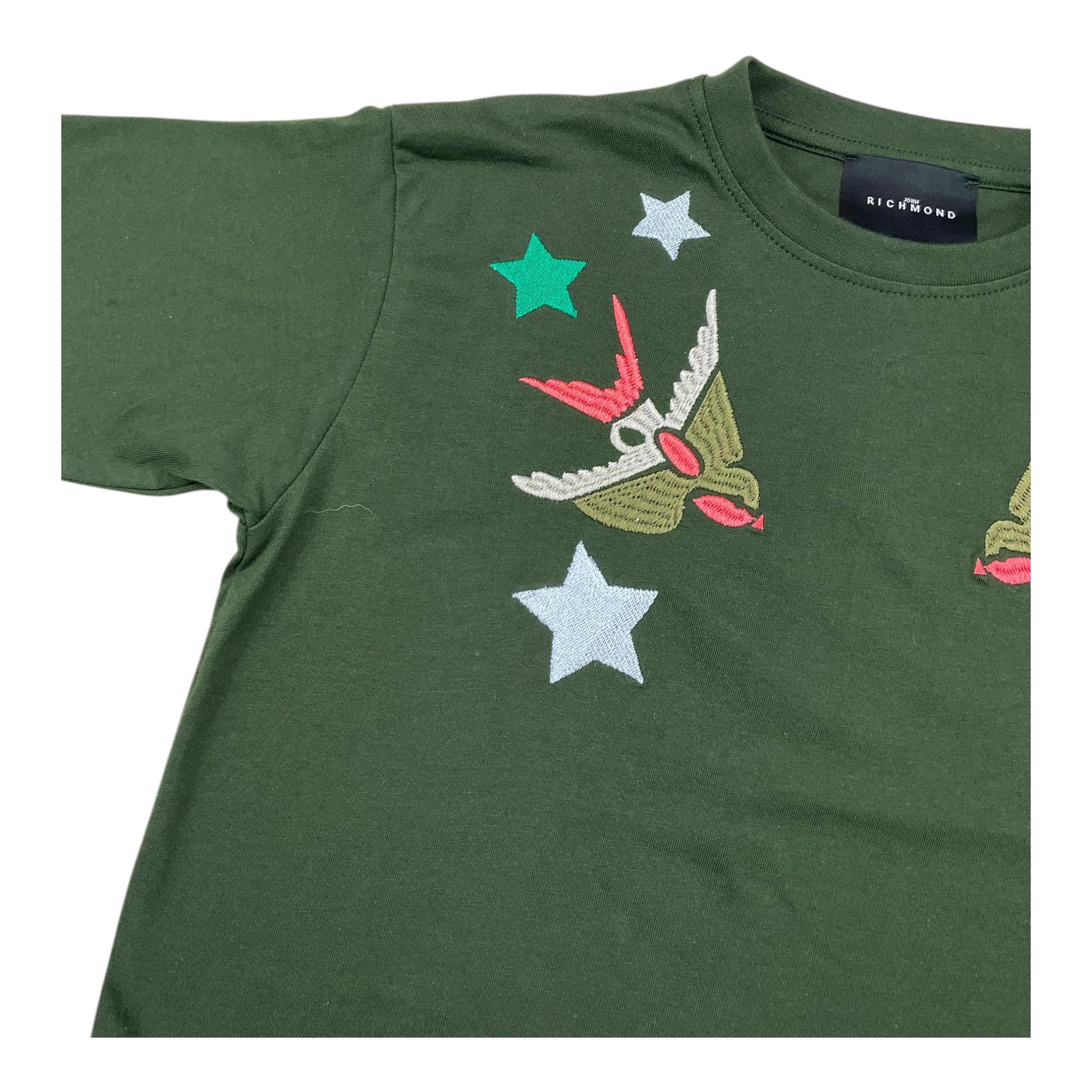 JOHN RICHMOND t-shirt girocollo tinta unita con stampa Verde per Bambino RGA25132TS VERDE JOHN RICHMOND