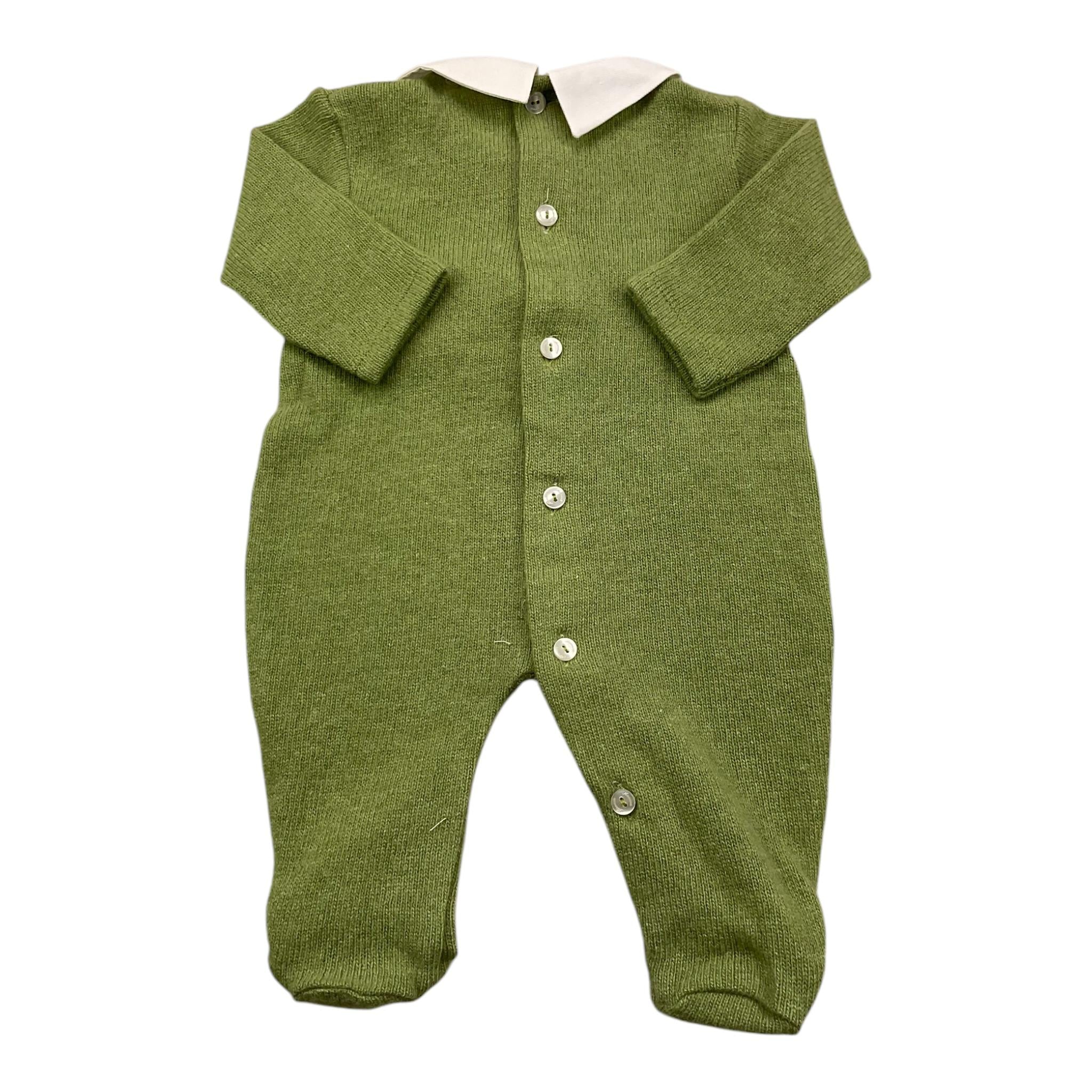 NINNAOH tutina tinta unita con colletto Verde per Neonato I24262T VERDE NINNAOH