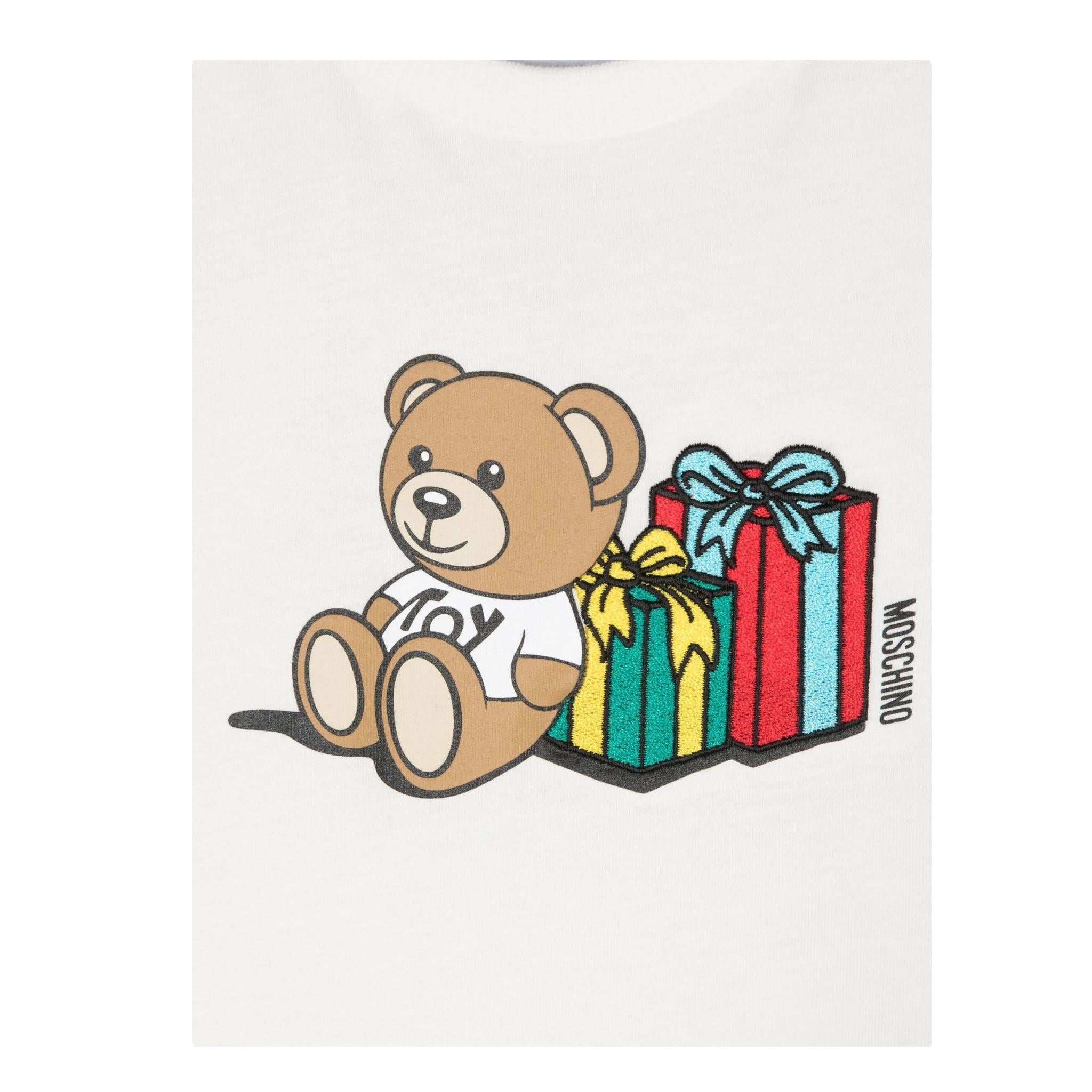 MOSCHINO shirt girocollo tinta unita con logo Bianco per Neonato MUO00V BIANCO MOSCHINO