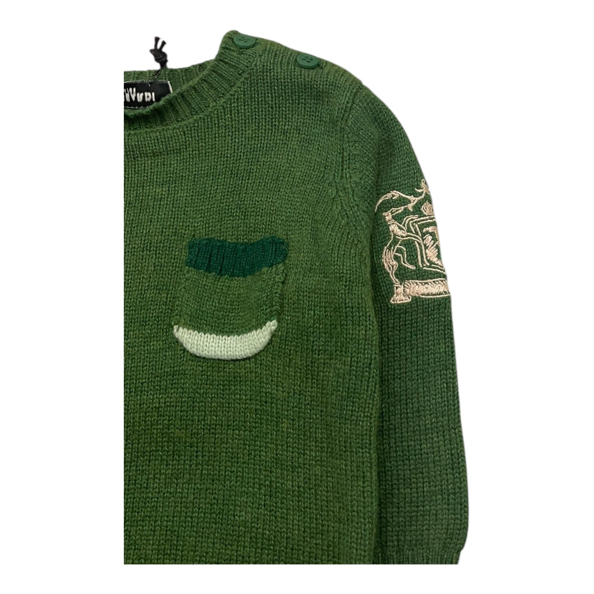 TRUSSARDI maglia girocollo tinta unita con taschino Verde per Neonato TIA25138FE VERDE TRUSSARDI