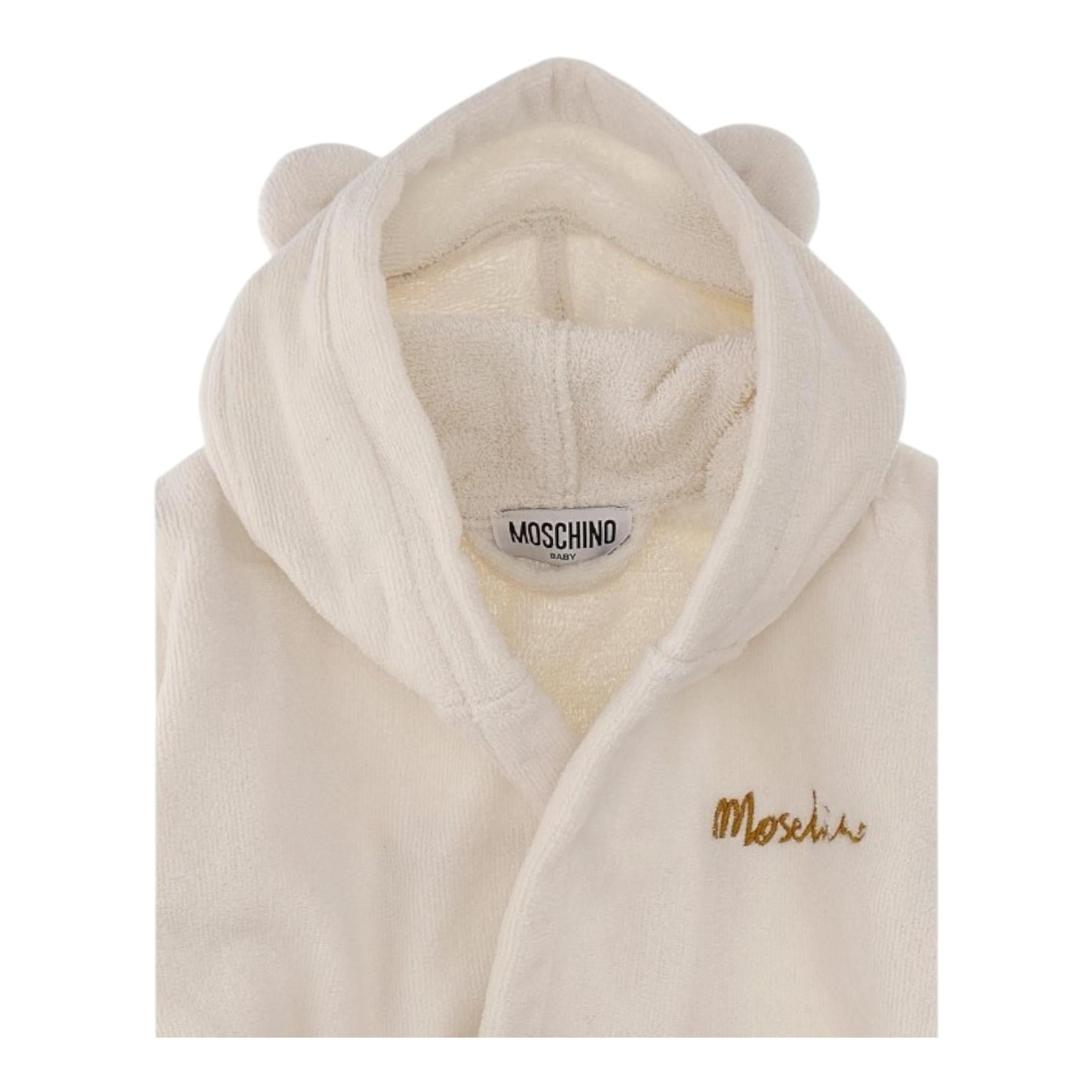 MOSCHINO accappatoio tinta unita con stampa Bianco per Bambino MUX04XLGA20 BIANCO MOSCHINO