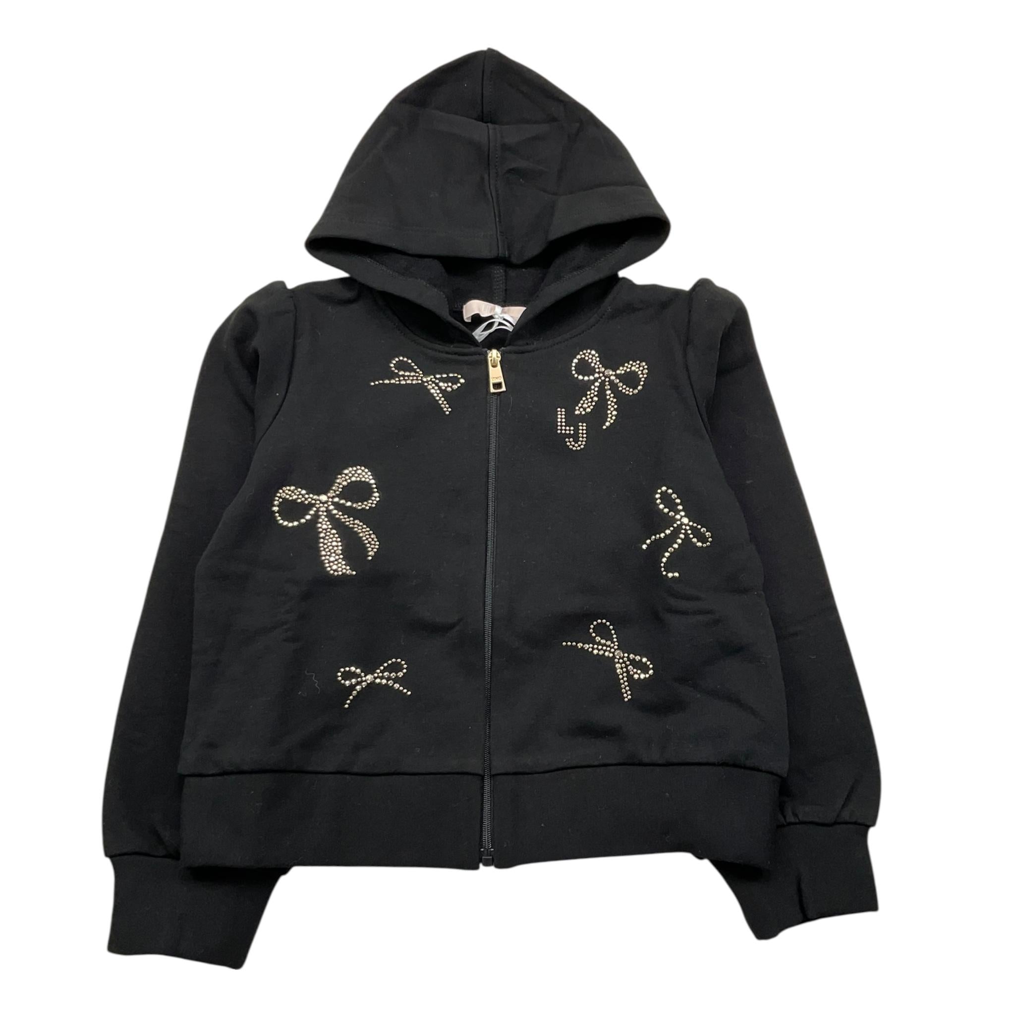 LIU JO felpa con zip e cappuccio tinta unita con brillantini Nero per Bambina KF4109 NERO LIU JO