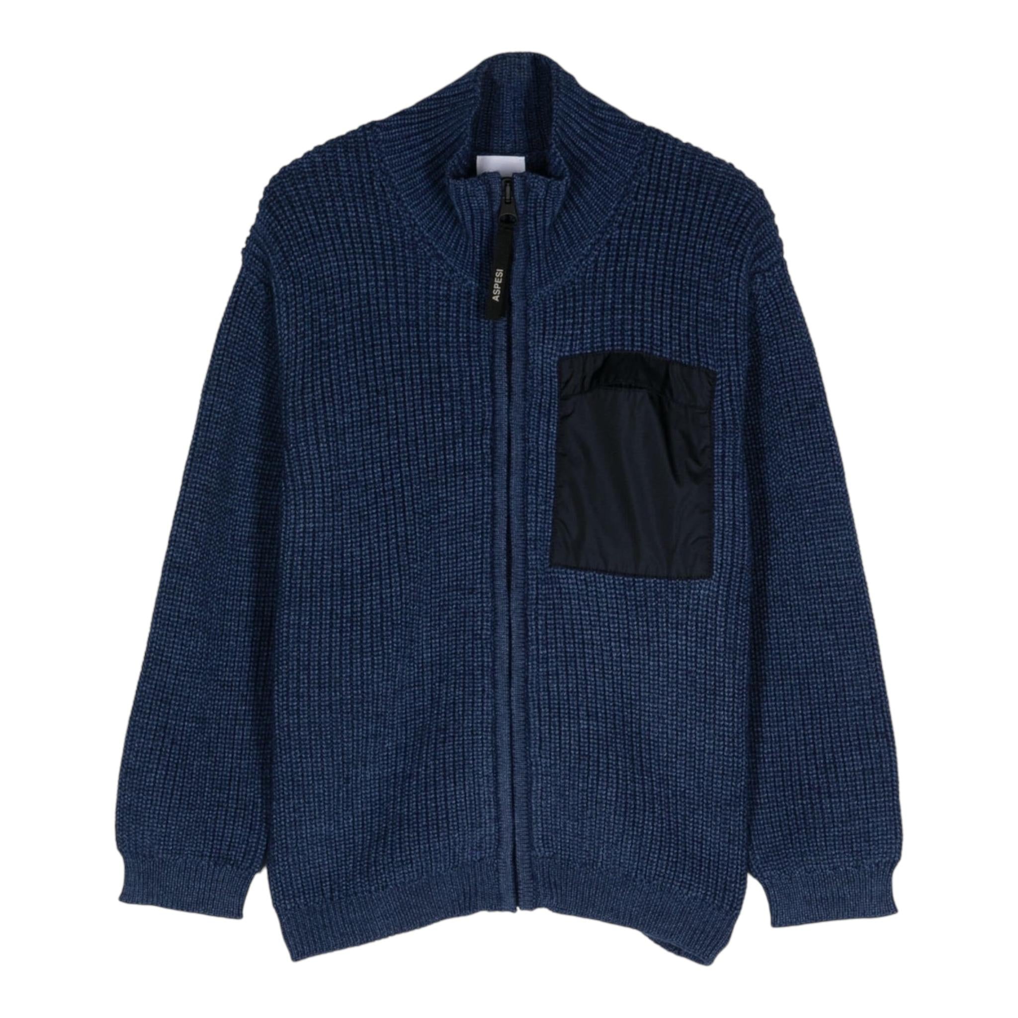 ASPESI maglia tinta unita con zip e taschino Blu per Bambino F24008GFEM910 BLU ASPESI