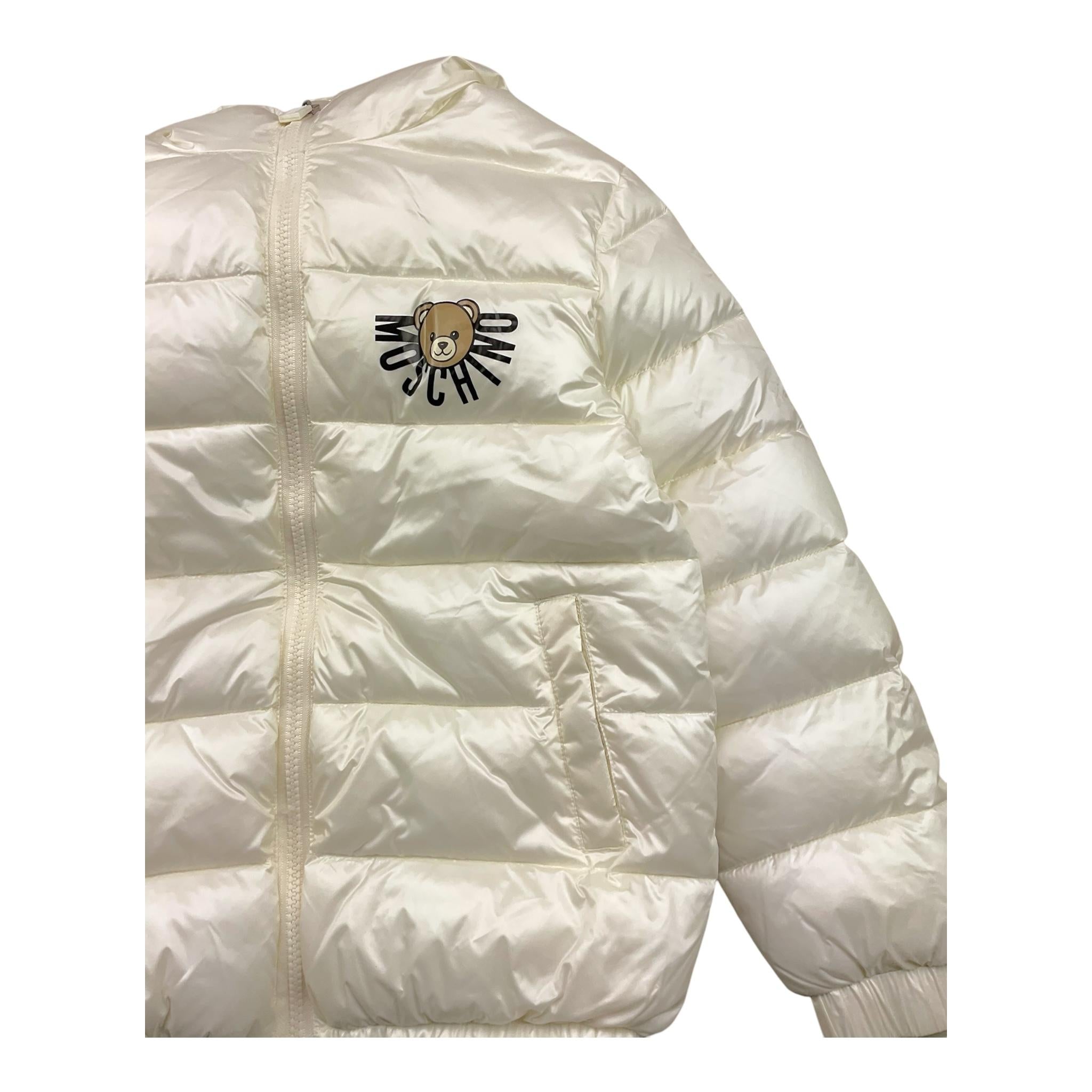 MOSCHINO giubbino tinta unita con zip e cappuccio Bianco per Bambina HUS05F BIANCO MOSCHINO