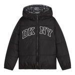 DKNY giubbino reversibile con cappuccio e stampa logo Nero per Bambina D60179 NERO DKNY