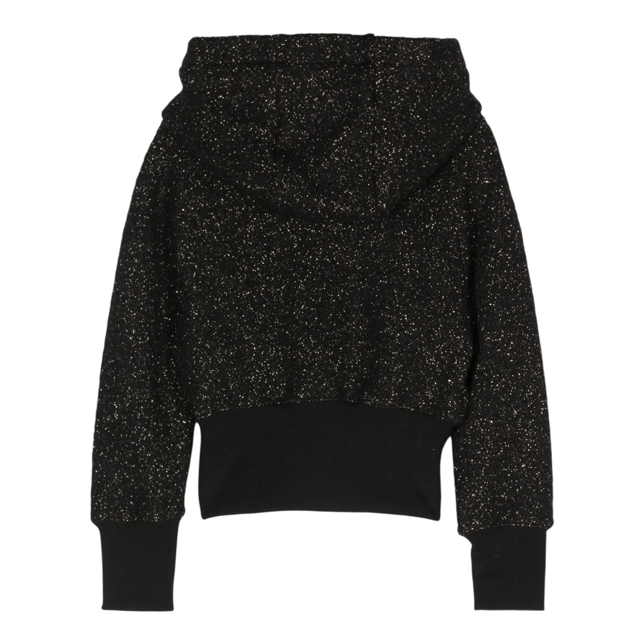 BALMAIN felpa chiusa con cappuccio tinta lurex Nero per Bambina BT4B00 NERO BALMAIN