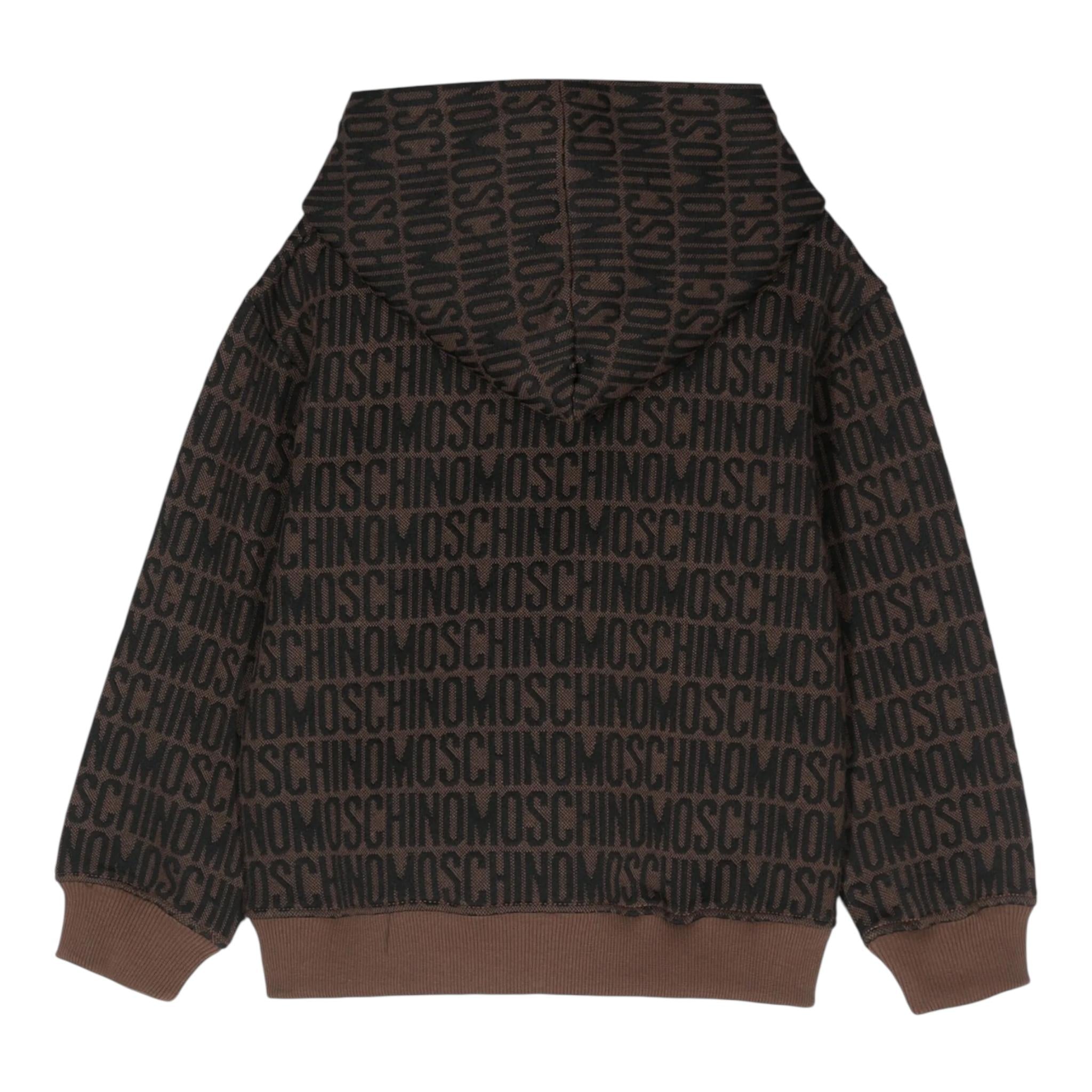 MOSCHINO felpa tinta unita logata con cappuccio Marrone per Bambino HUF08CXX MARRONE MOSCHINO