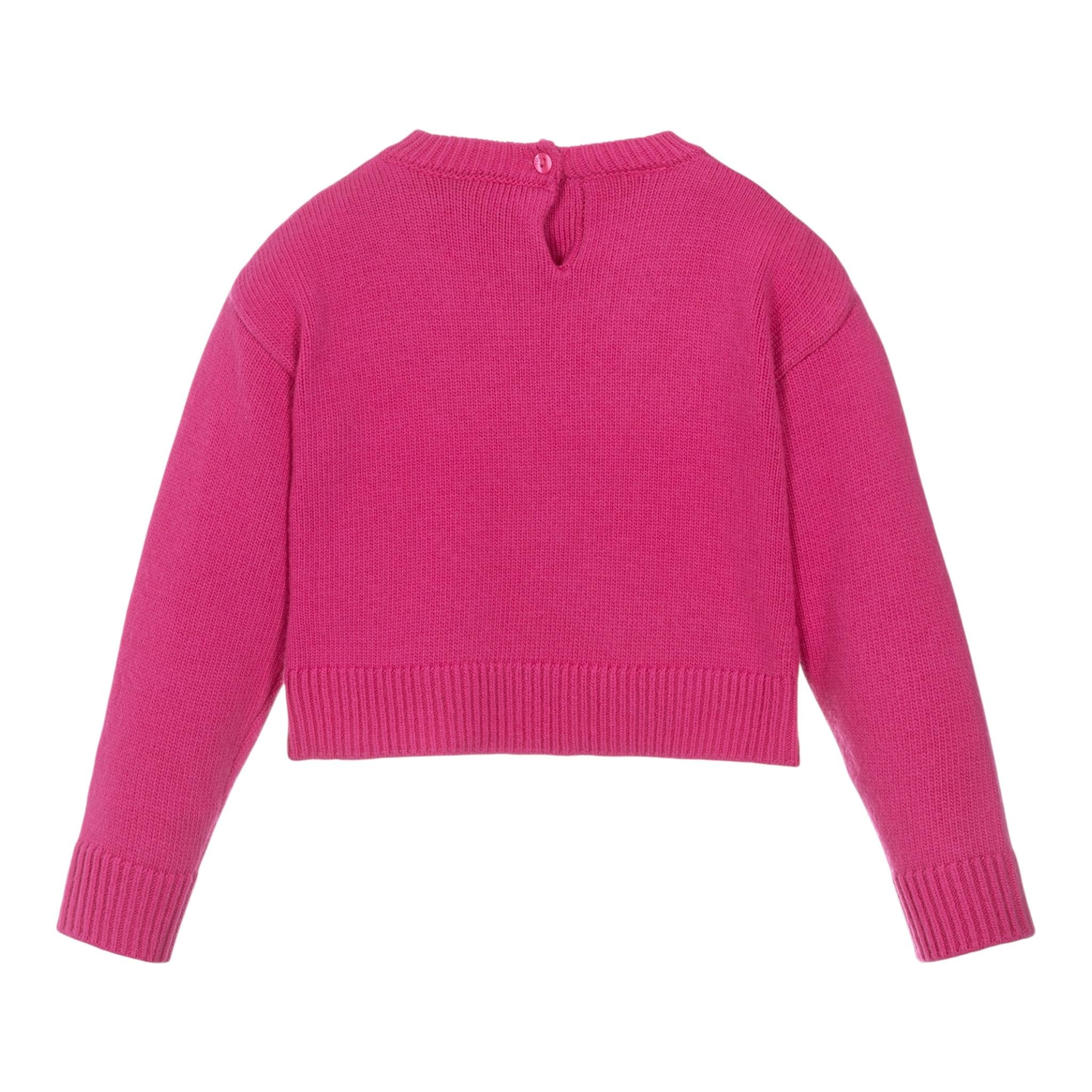 I DO maglia girocollo tinta unita con fiocco Fuxia per Neonata 4A558N FUXIA I DO