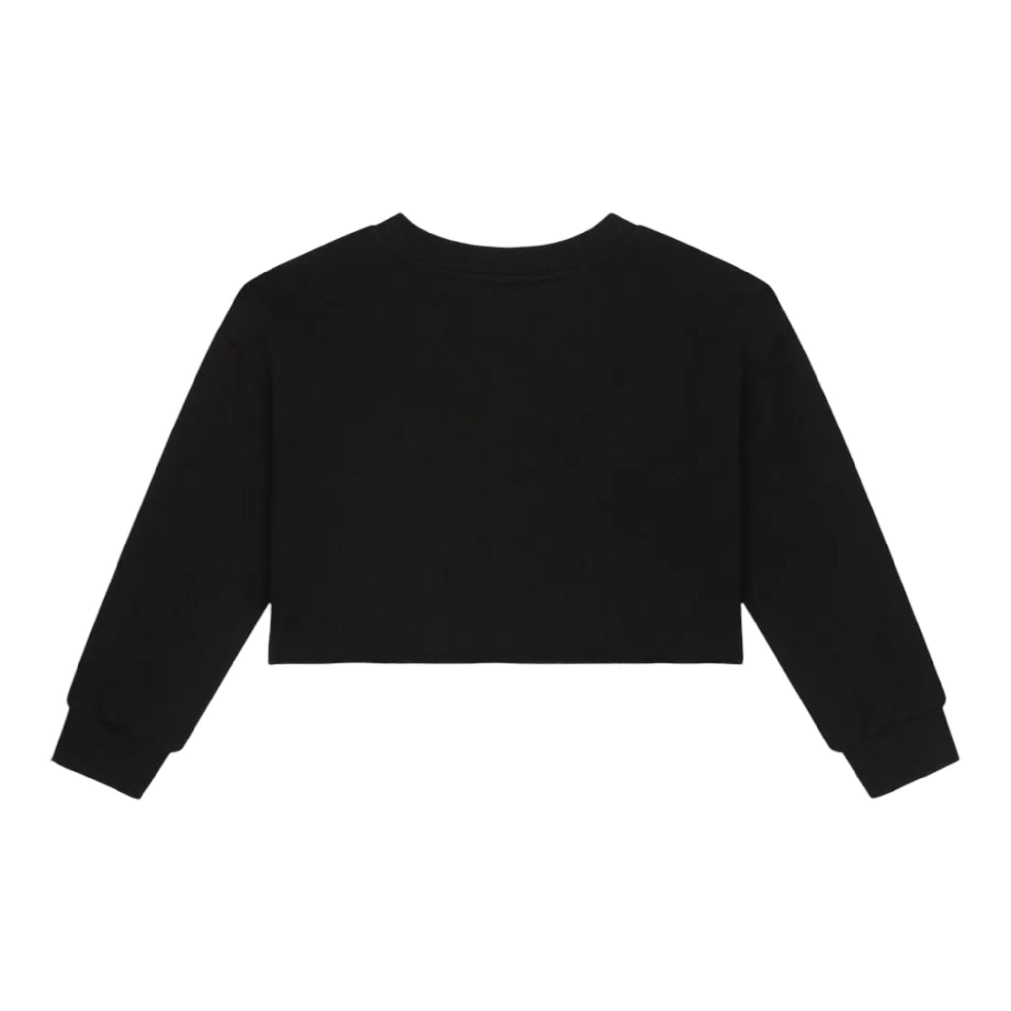 DOLCE & GABBANA felpa crop tinta unita con stampa Nero per Bambina L5JW7M NERO DOLCE & GABBANA