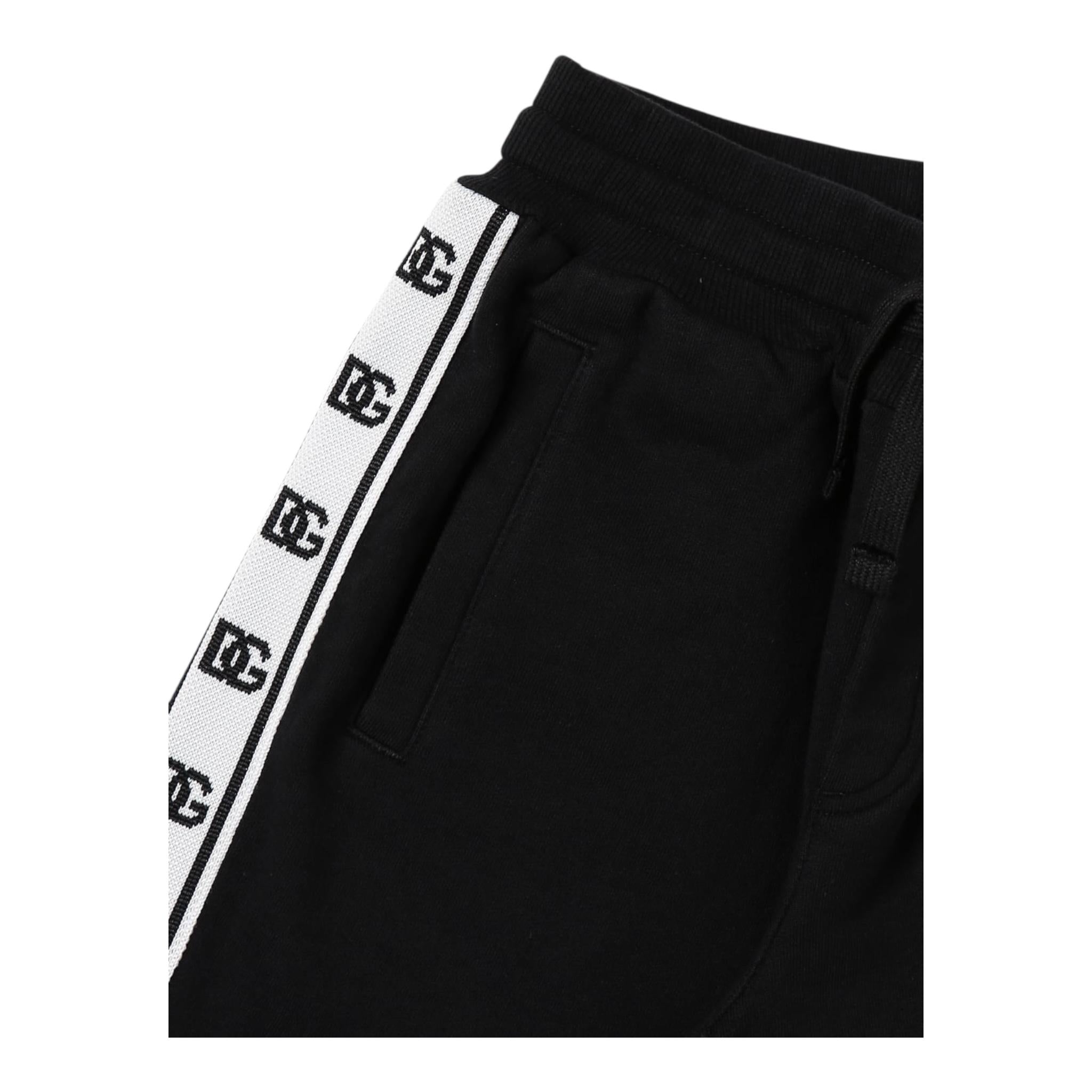 DOLCE & GABBANA pantalone tuta tinta unita con profili logati Nero per Bambino L4JPIHYG7KK0 NERO DOLCE & GABBANA