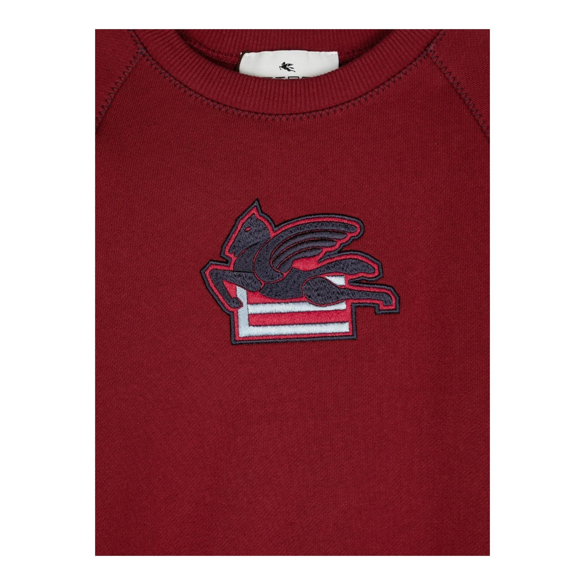 ETRO felpa chiusa girocollo tinta unita con logo Bordeaux per Bambino GV4P10 BORDEAUX ETRO
