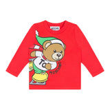 MOSCHINO shirt girocollo tinta unita con stampa orso Rosso per Neonato MSO00R ROSSO MOSCHINO