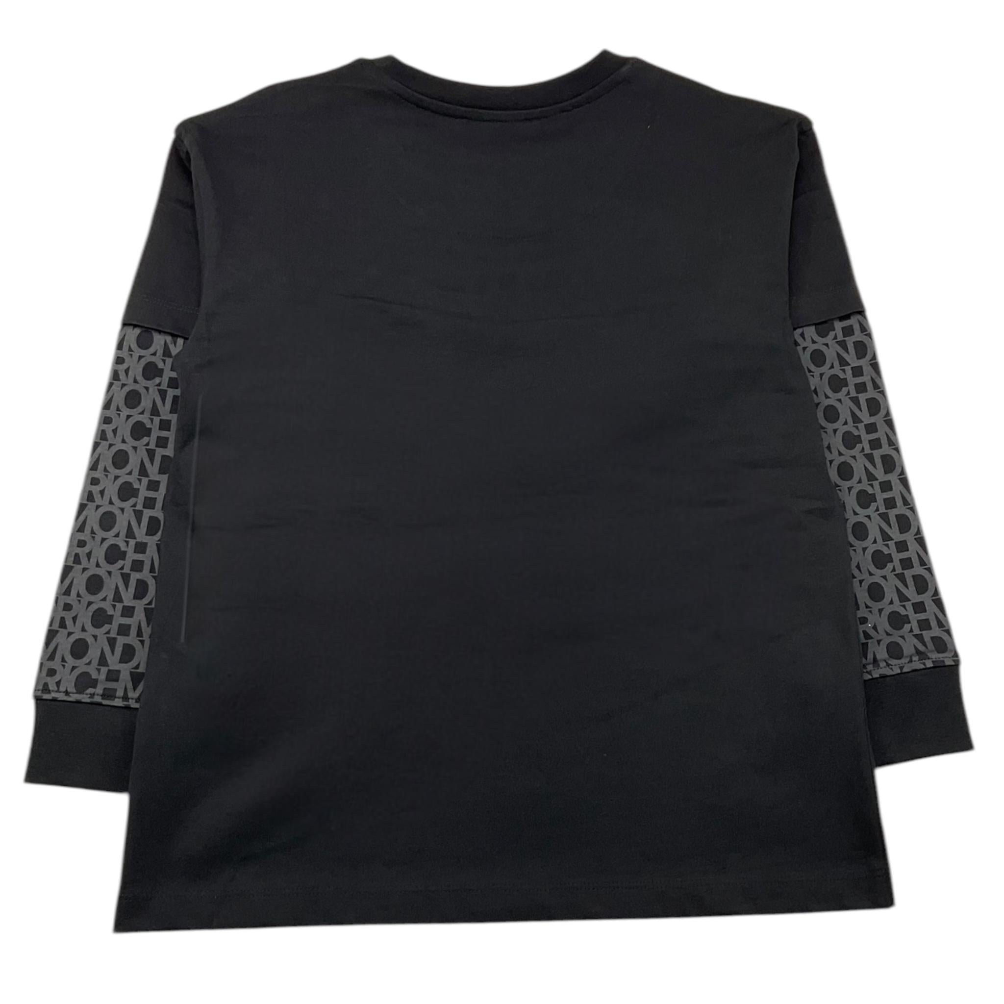 JOHN RICHMOND shirt girocollo tinta unita con maniche logate Nero per Bambino RBA25037TS NERO JOHN RICHMOND