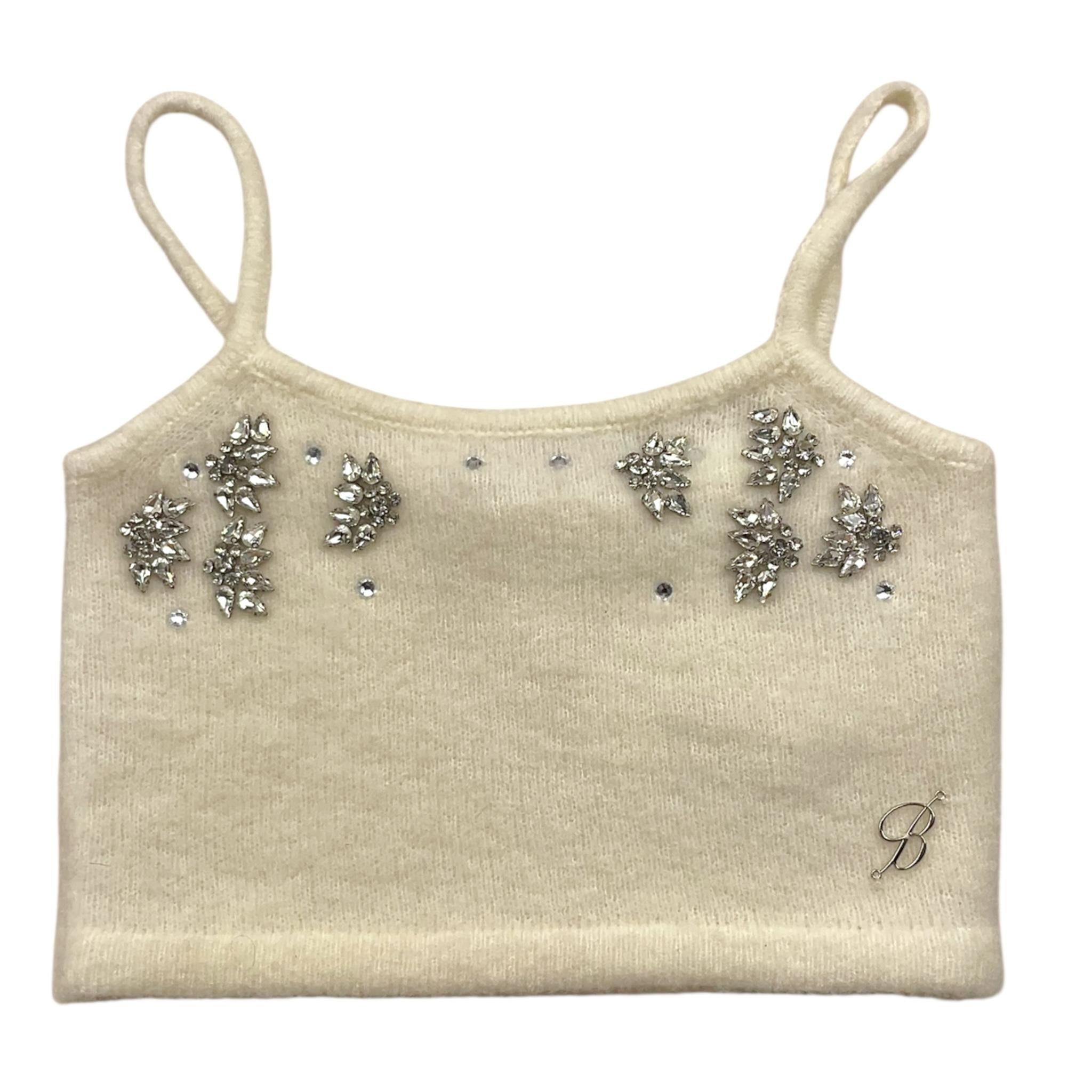 MISS BLUMARINE top tinta unita con applicazioni brillantini Panna per Bambina IF4005MA39P PANNA MISS BLUMARINE