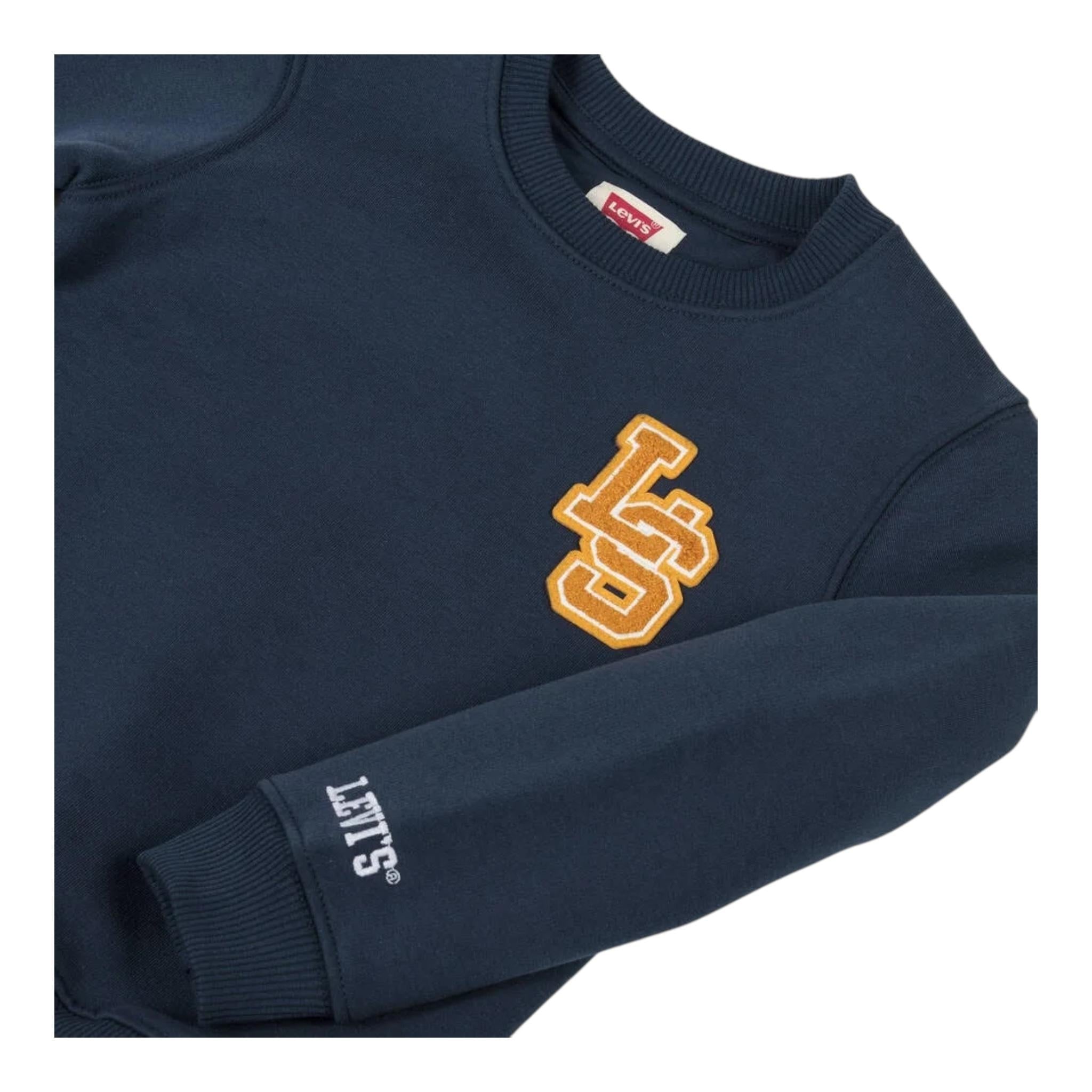 LEVIS felpa chiusa girocollo tinta unita con stampa in contrasto Blu per Bambino 8EL507 BLU LEVIS