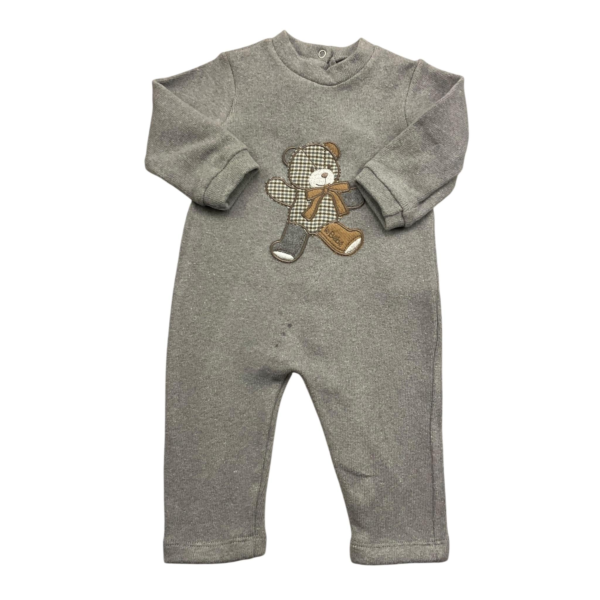 LE BEBE' tutina tinta unita con stampa orso Grigio per Neonato LBB4660 GRIGIO LE BEBE'